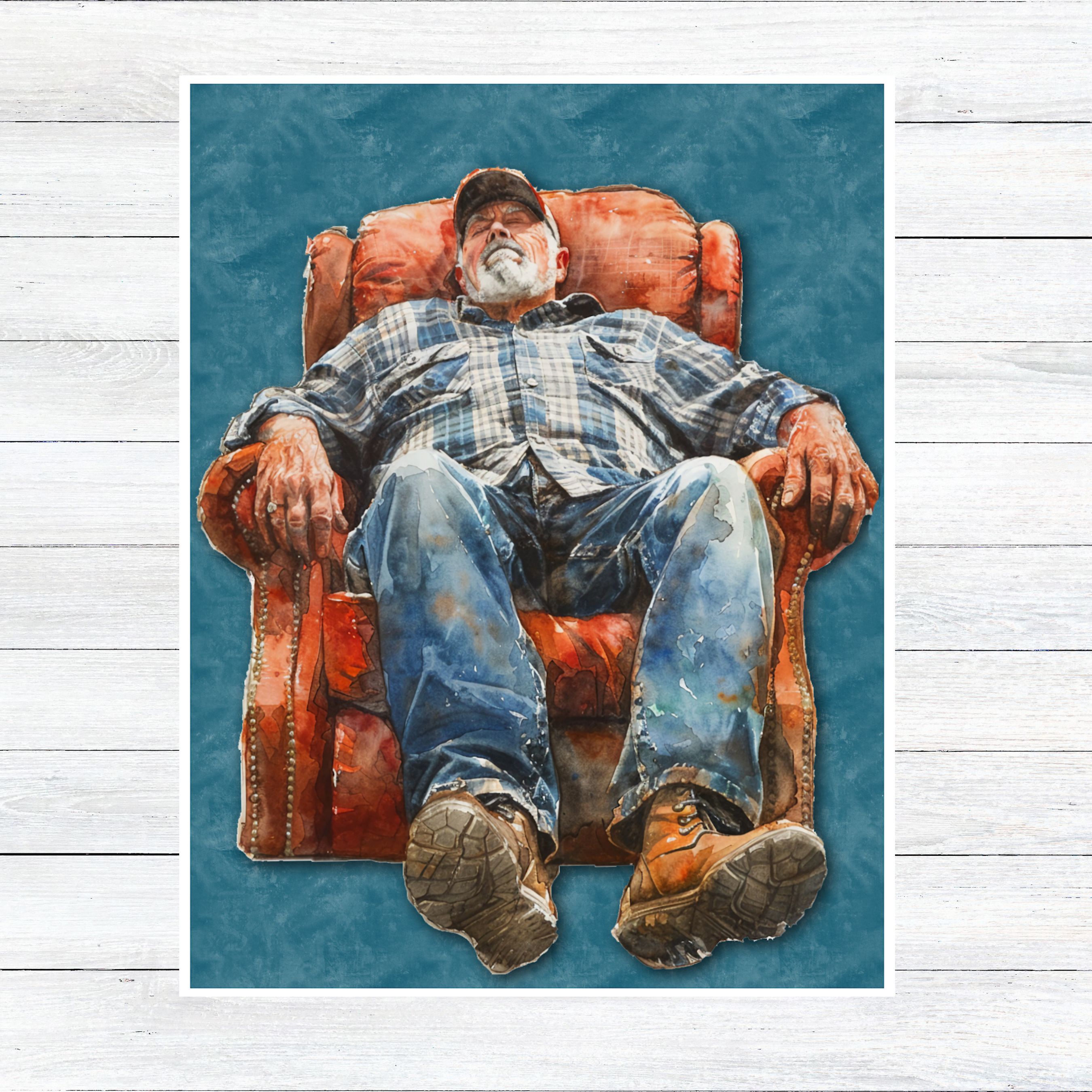 Day of Rest Watercolor Card, Dad Daddy Pappa, Grandpa Greeting Card, All Occasion Cards, Thank You, Invitation, Note Card, Greetings, Birthdays