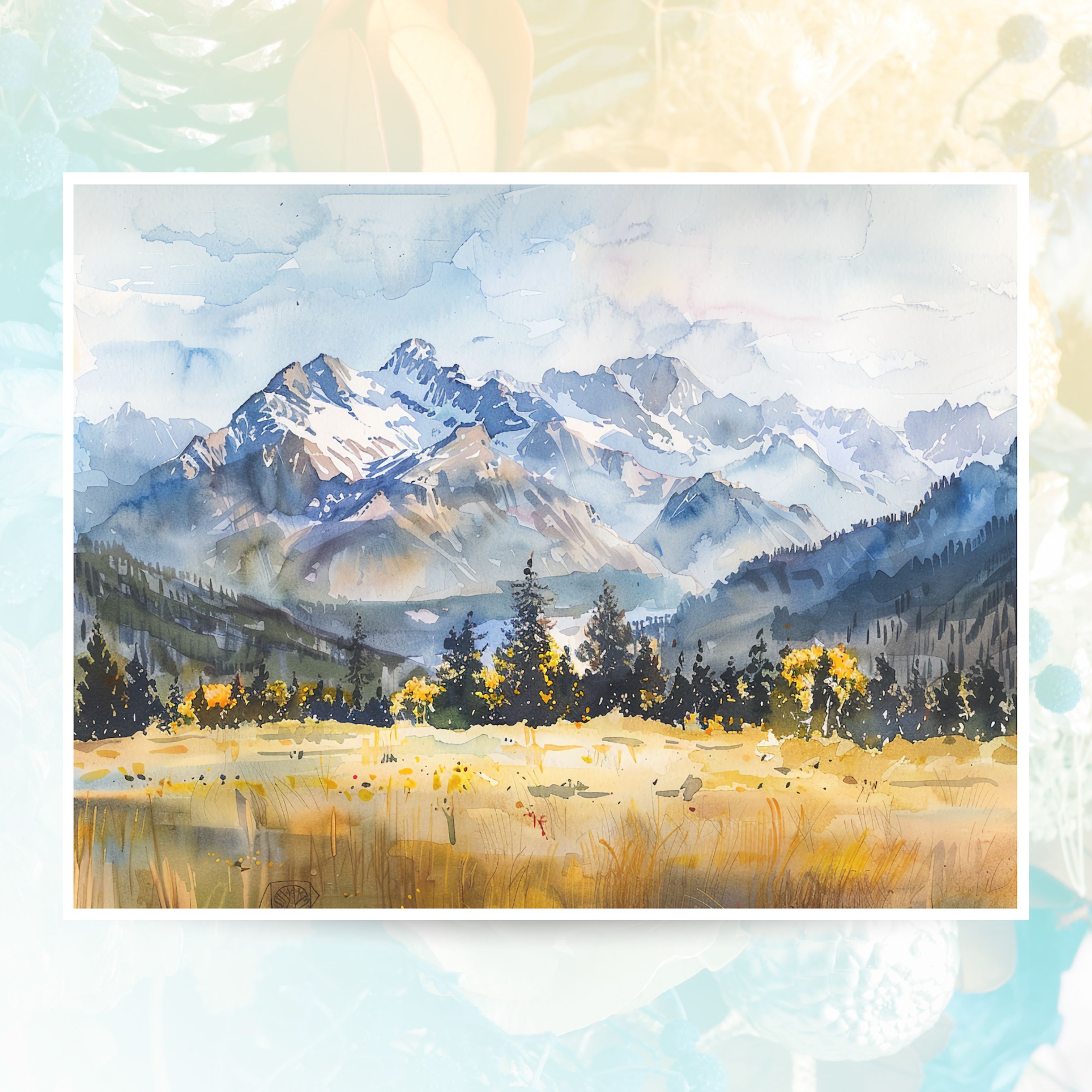 Rocky Mountains Morning Watercolor Card, All Occasion Cards, Thank You, Invitation, Note Card, Greetings, Birthdays