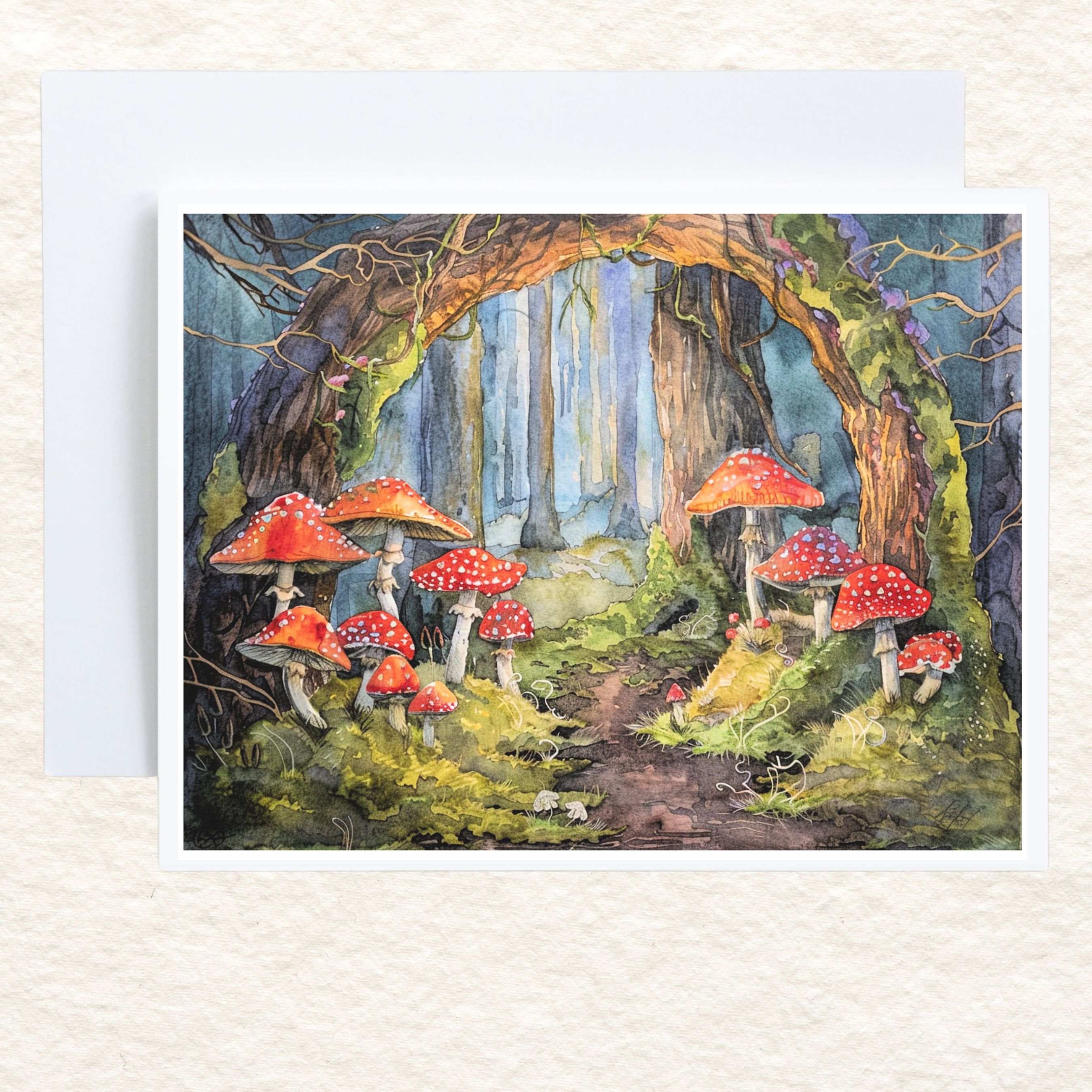 Mystical Mushroom Magical Forest Greeting Card, Watercolor All Occasion Cards, Thank You, Invitation, Note Card, Greetings, Birthdays