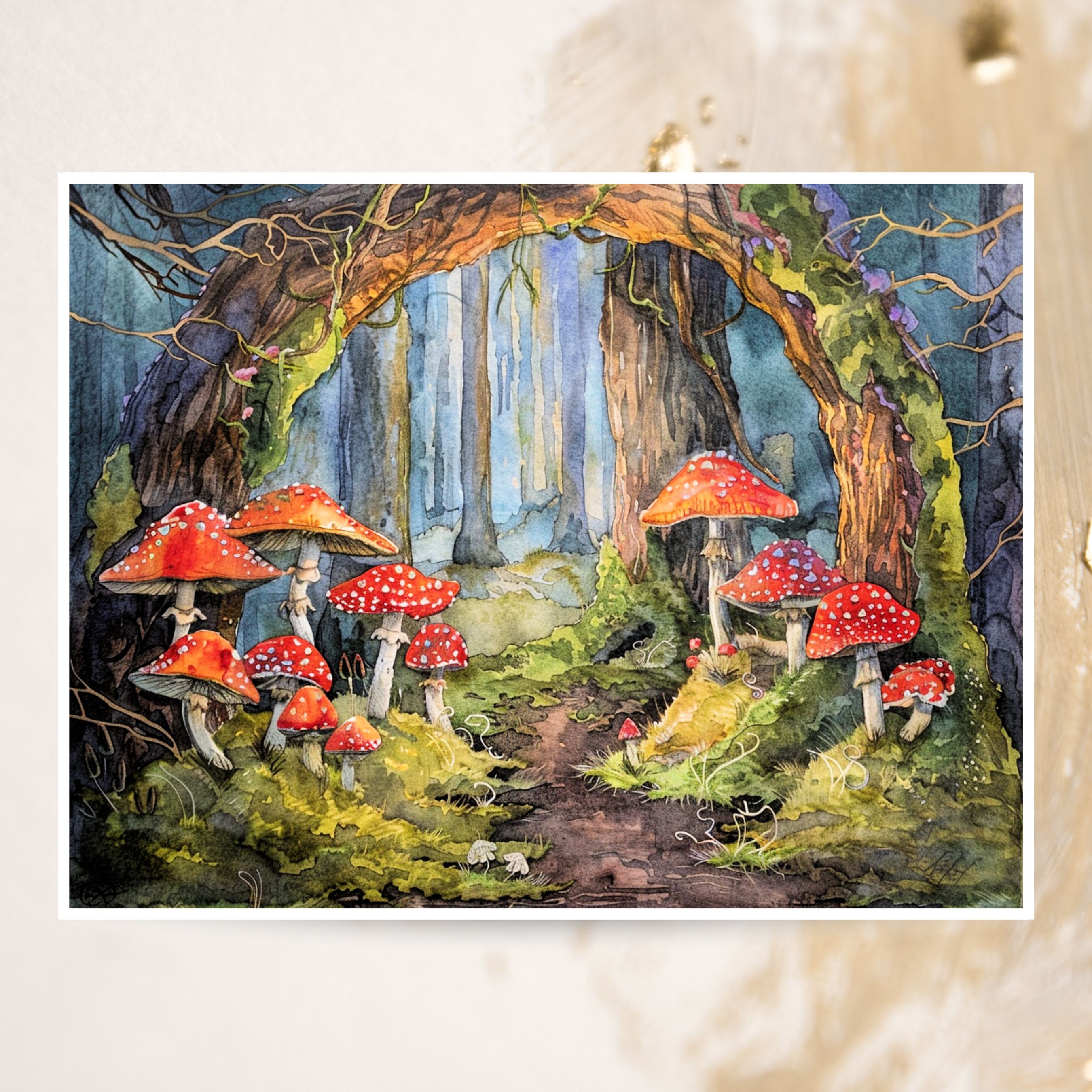 Mystical Mushroom Magical Forest Greeting Card, Watercolor All Occasion Cards, Thank You, Invitation, Note Card, Greetings, Birthdays