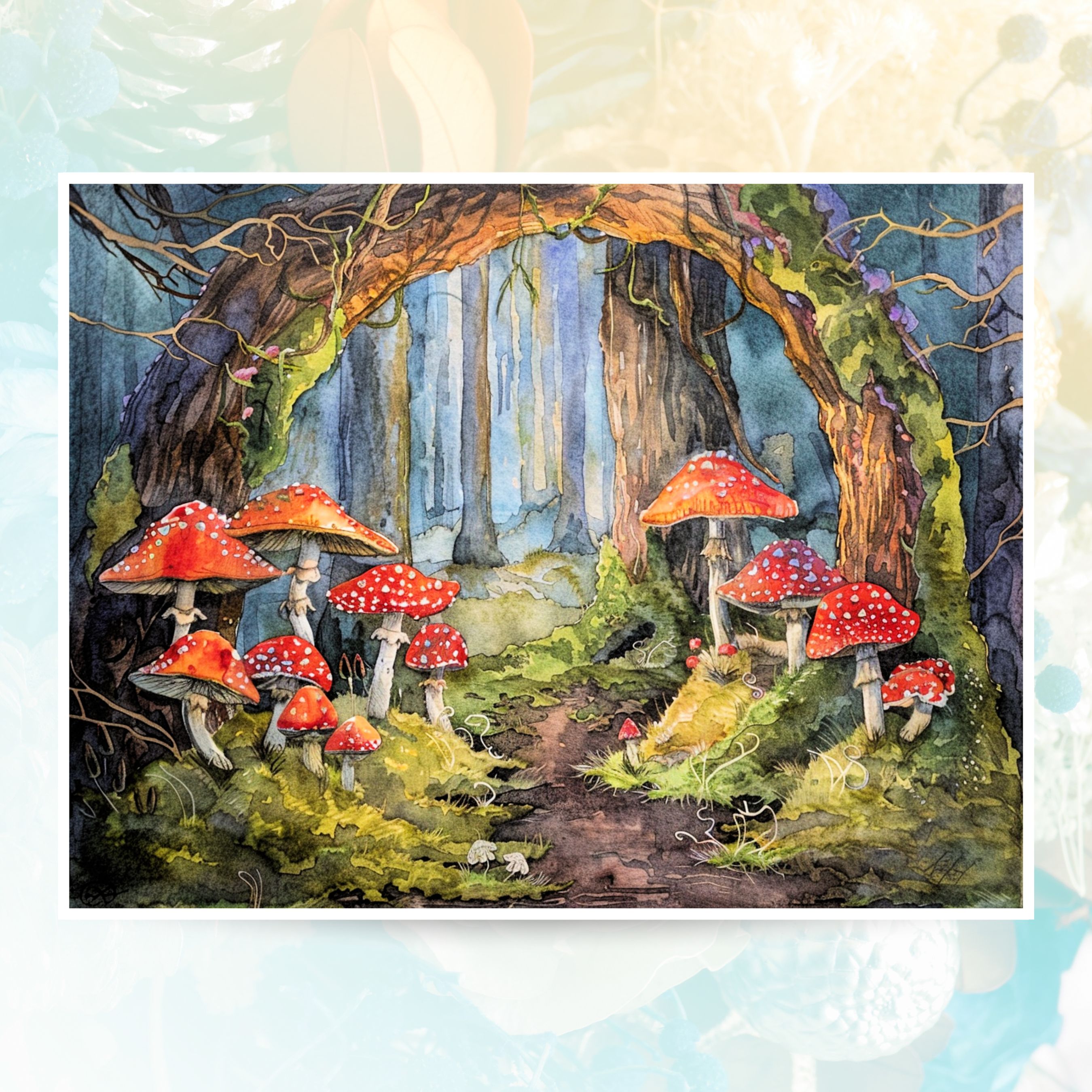 Mystical Mushroom Magical Forest Greeting Card, Watercolor All Occasion Cards, Thank You, Invitation, Note Card, Greetings, Birthdays