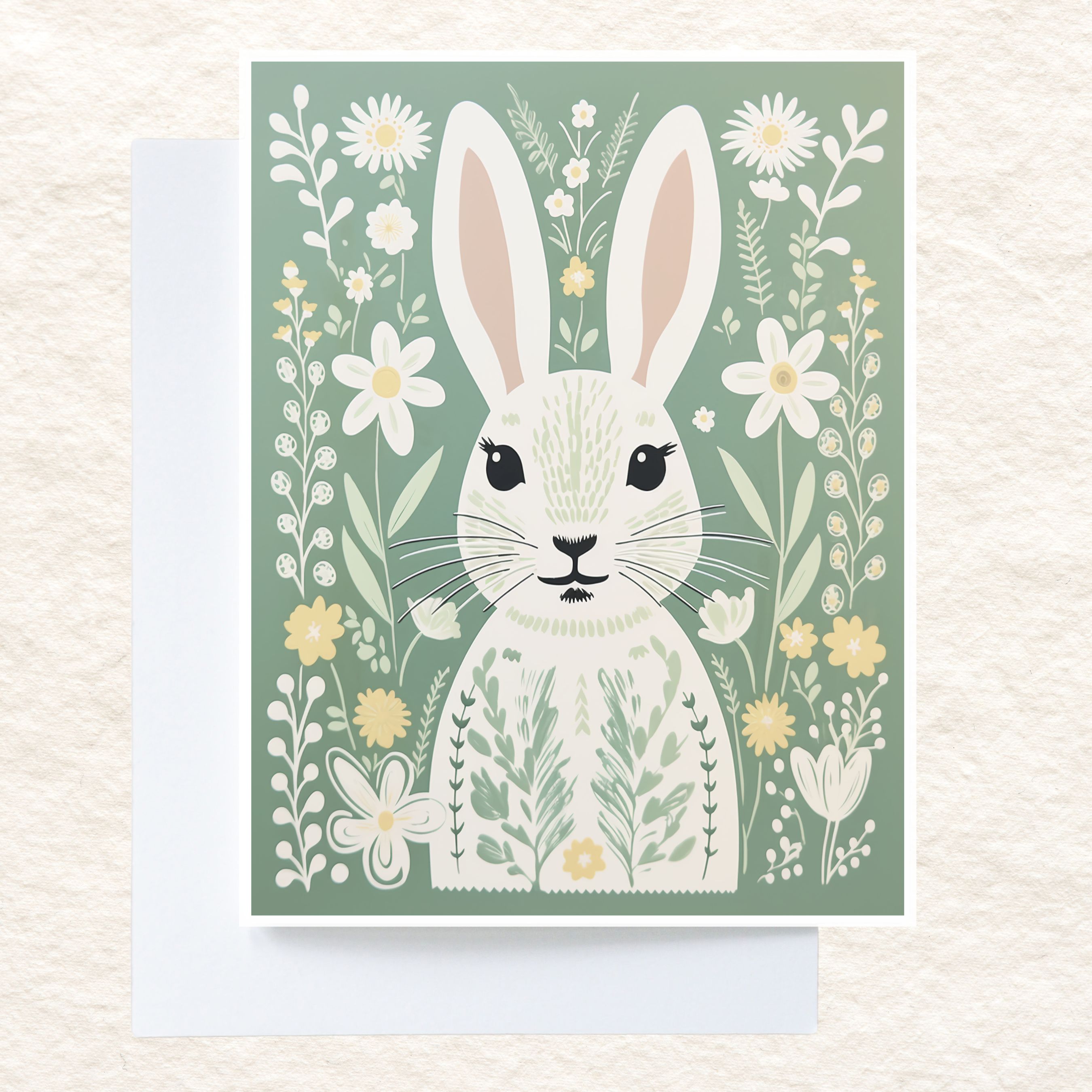 Spring Bunny Illustration Card, All Occasion Cards, Thank You, Invitation, Note Card, Greetings, Birthdays