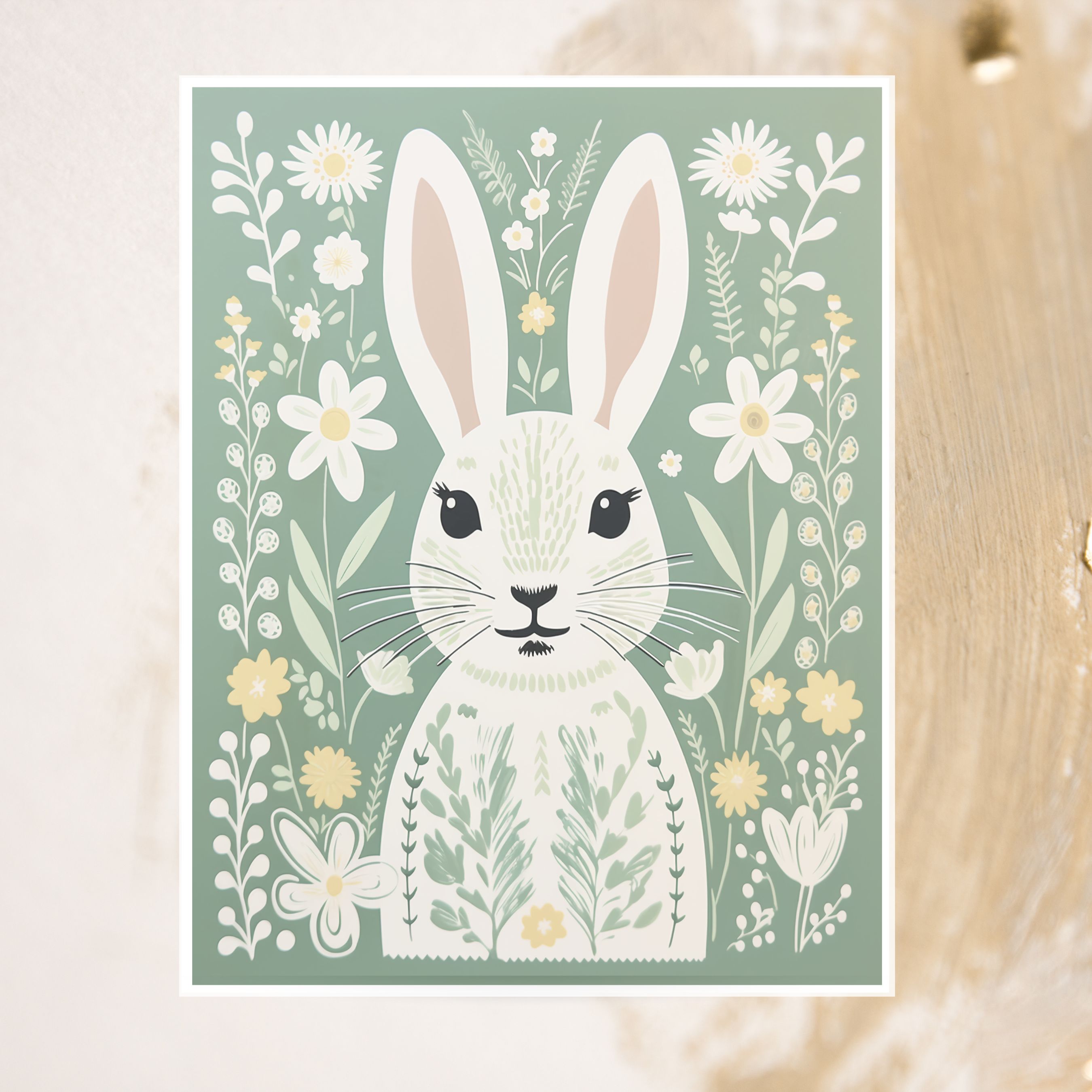 Spring Bunny Illustration Card, All Occasion Cards, Thank You, Invitation, Note Card, Greetings, Birthdays