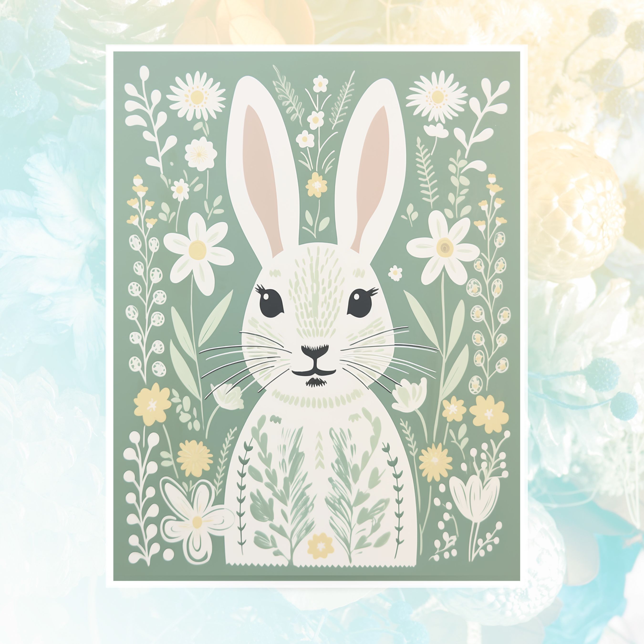 Spring Bunny Illustration Card, All Occasion Cards, Thank You, Invitation, Note Card, Greetings, Birthdays