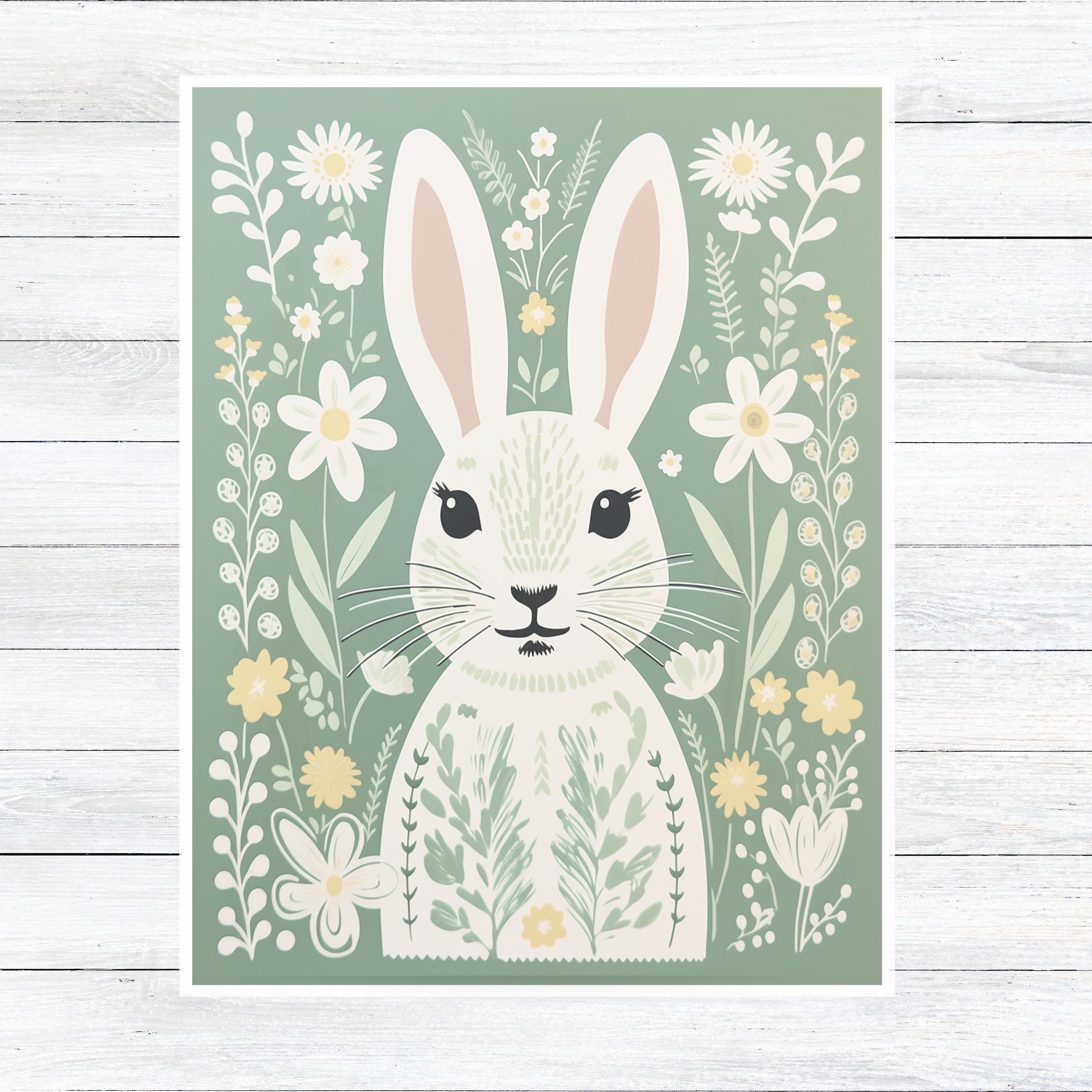 Spring Bunny Illustration Card, All Occasion Cards, Thank You, Invitation, Note Card, Greetings, Birthdays