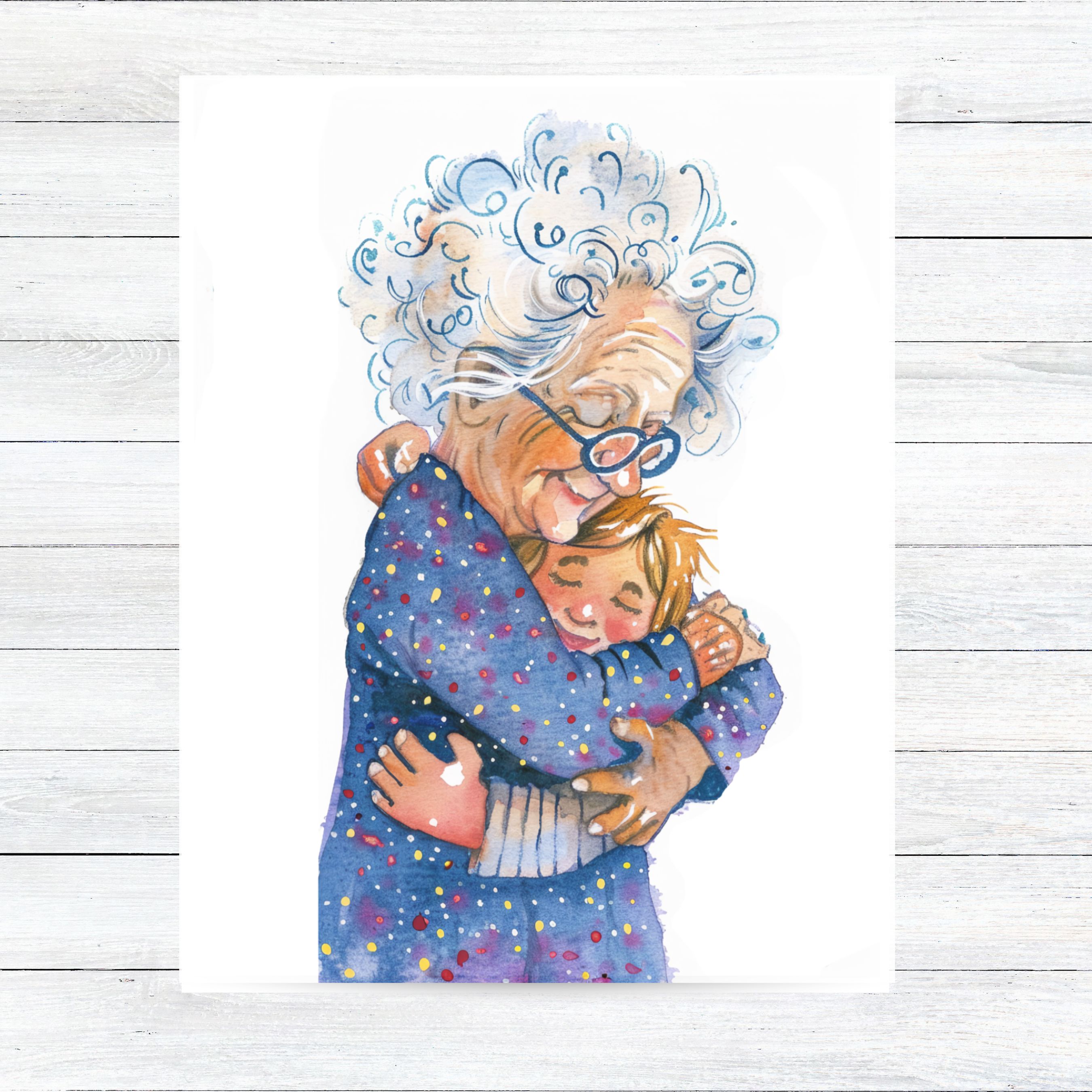 A Grandmothers Hug Greeting Card ,Watercolor All Occasion Cards, Thank You, Invitation, Note Card, Greetings, Birthdays