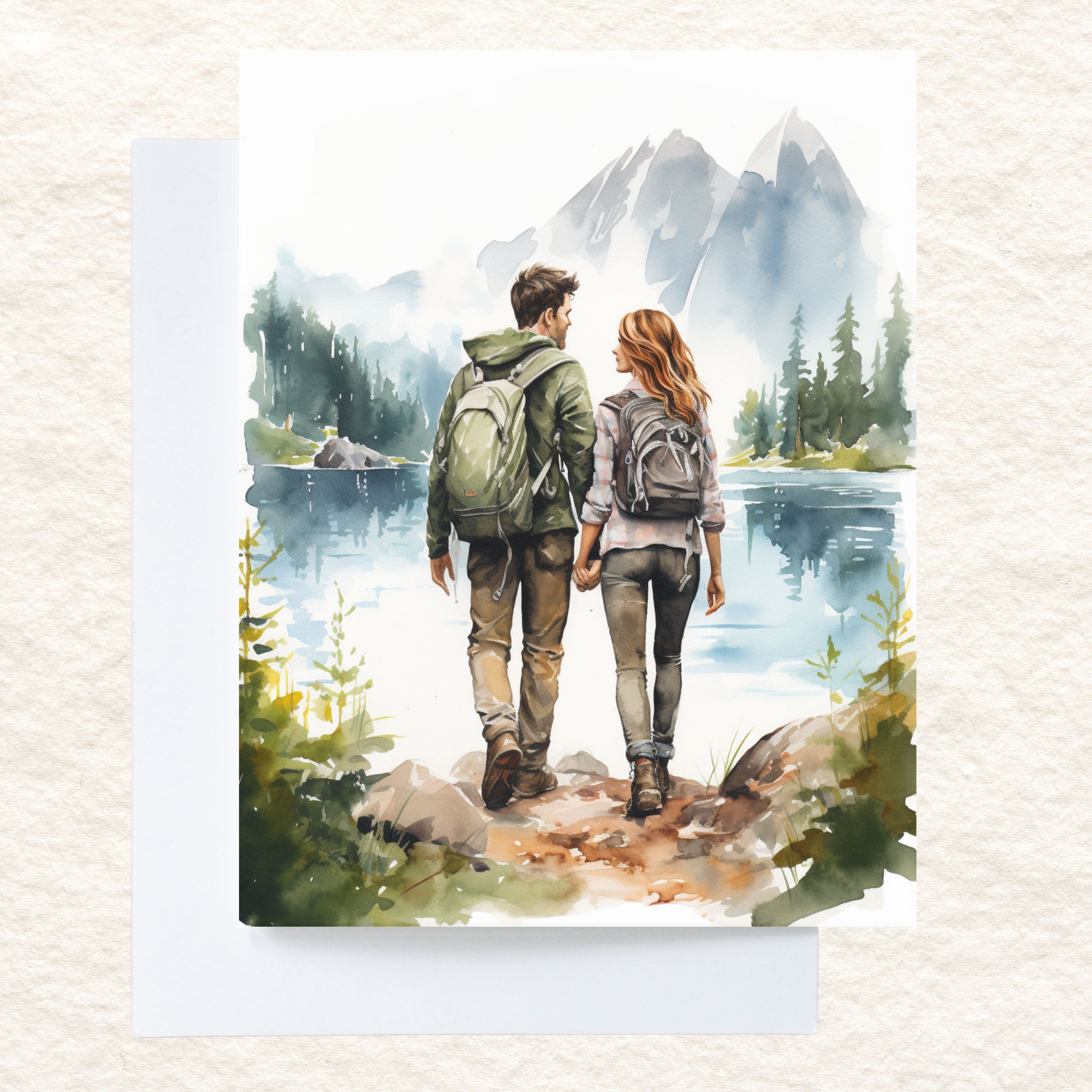 Watercolor Couples Goals Card, Anniversary Card, Hiking & Camping Card, All Occasion Cards, Thank You, Invitation, Note Card, Greetings, Birthdays