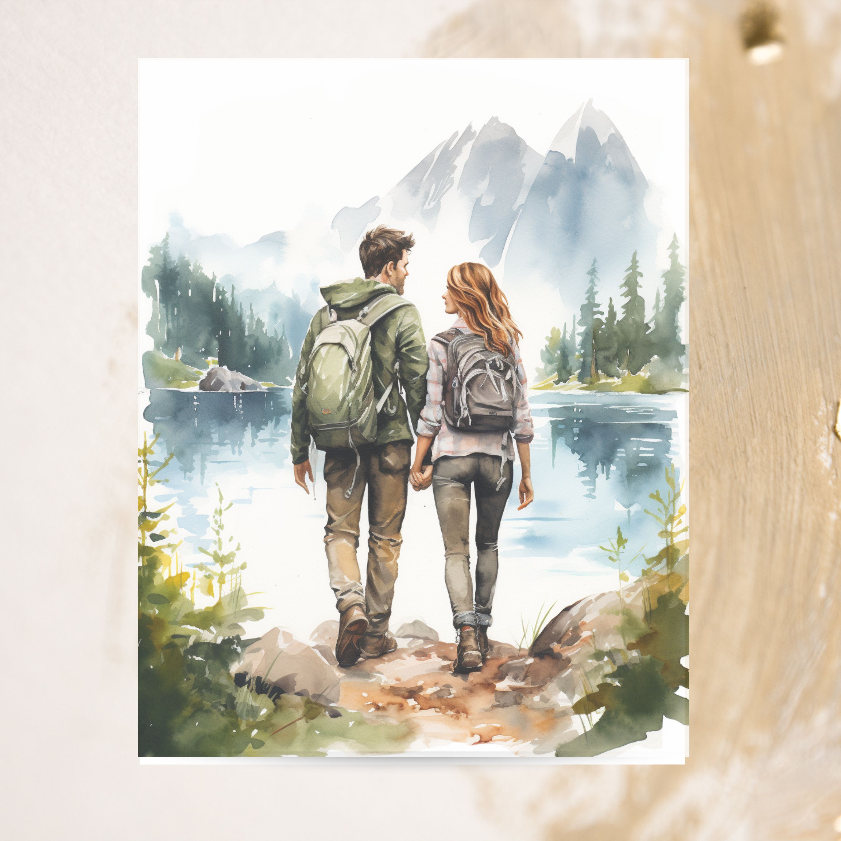 Watercolor Couples Goals Card, Anniversary Card, Hiking & Camping Card, All Occasion Cards, Thank You, Invitation, Note Card, Greetings, Birthdays