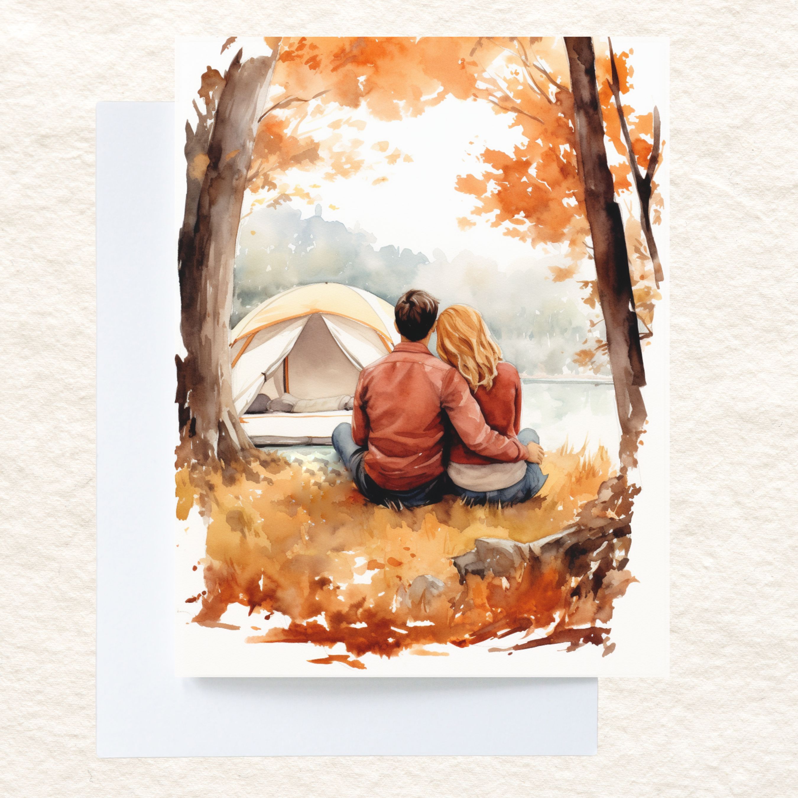 Watercolor Couples Goals Card, Hiking & Camping Card, Anniversary Card, All Occasion Cards, Thank You, Invitation, Note Card, Greetings, Birthdays