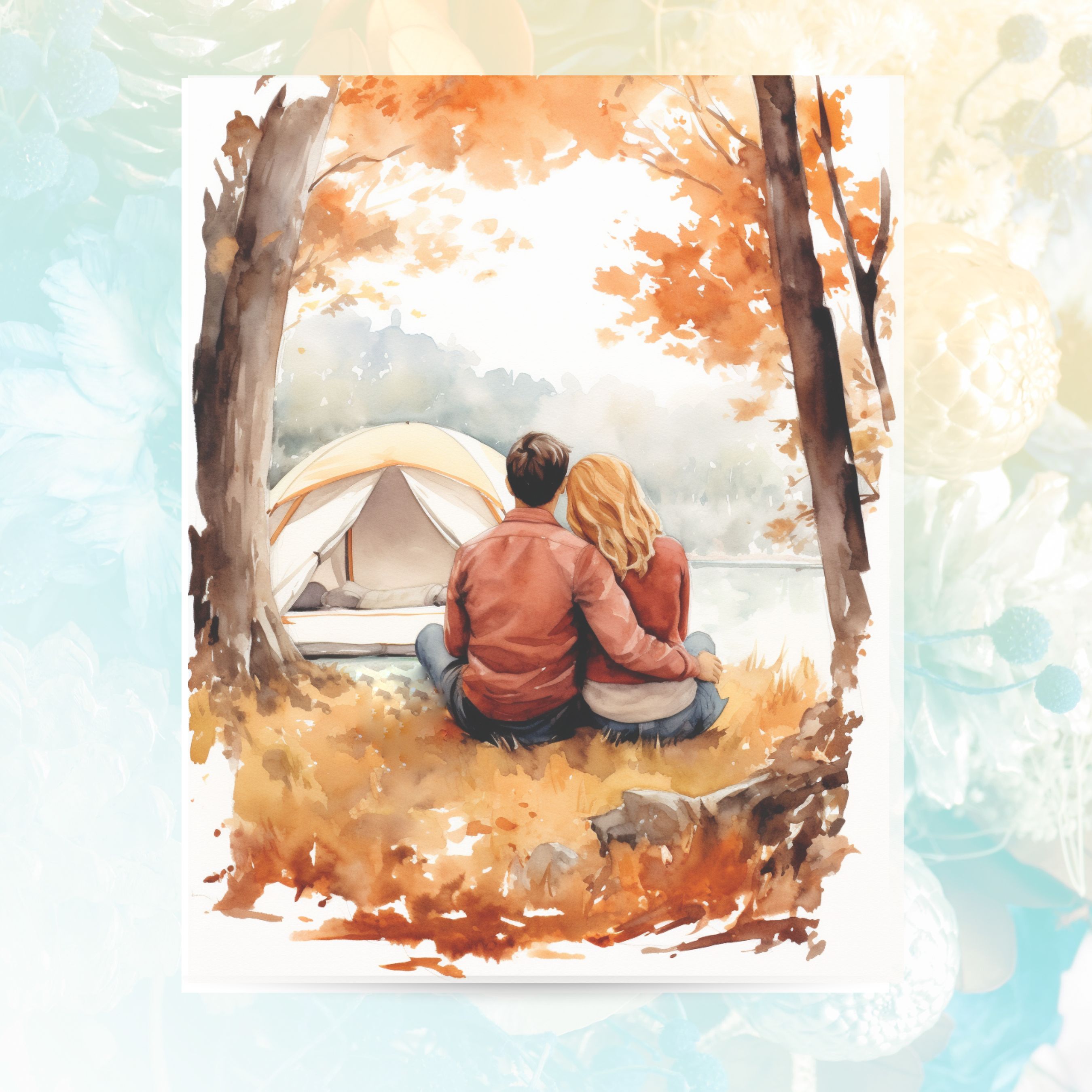 Watercolor Couples Goals Card, Hiking & Camping Card, Anniversary Card, All Occasion Cards, Thank You, Invitation, Note Card, Greetings, Birthdays