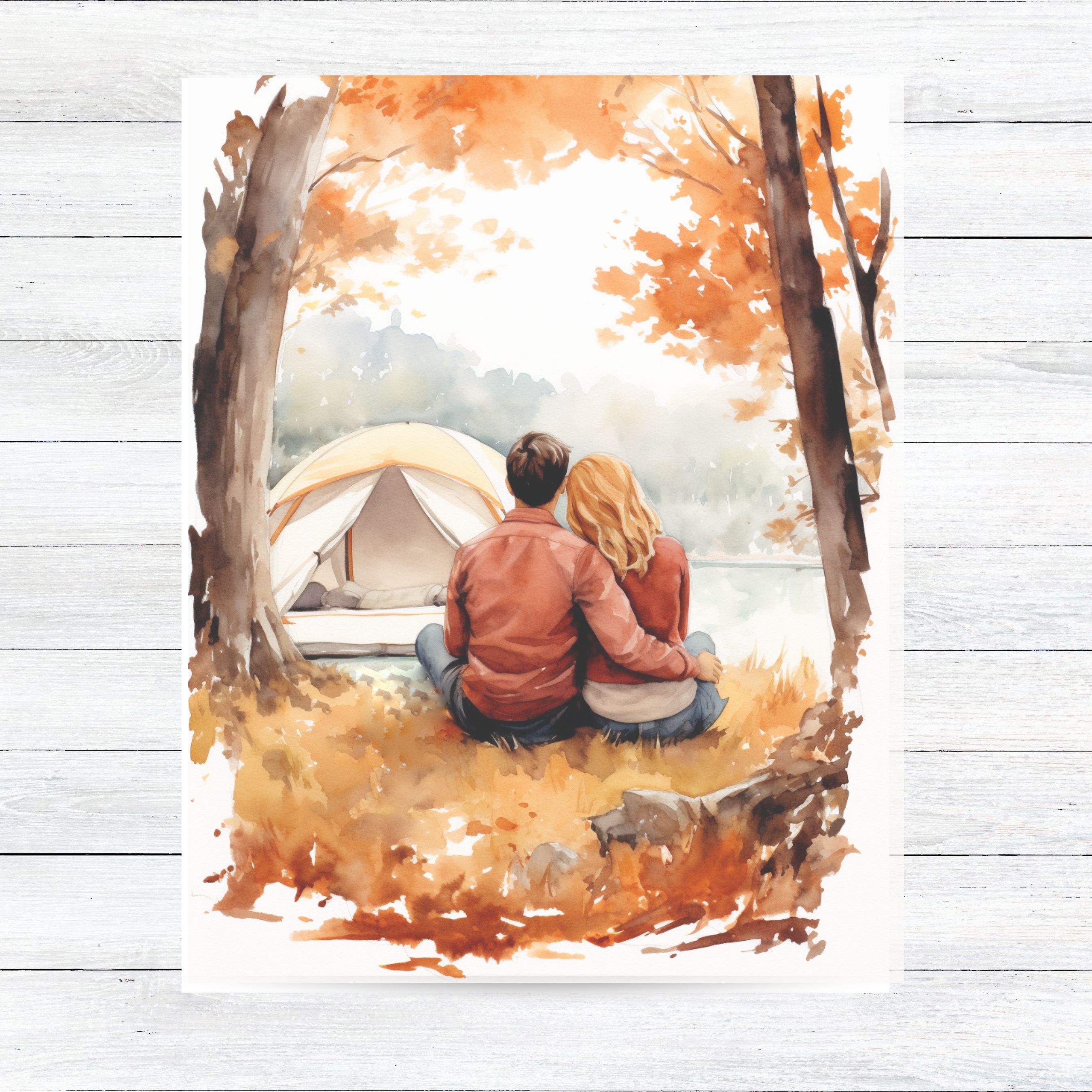 Watercolor Couples Goals Card, Hiking & Camping Card, Anniversary Card, All Occasion Cards, Thank You, Invitation, Note Card, Greetings, Birthdays