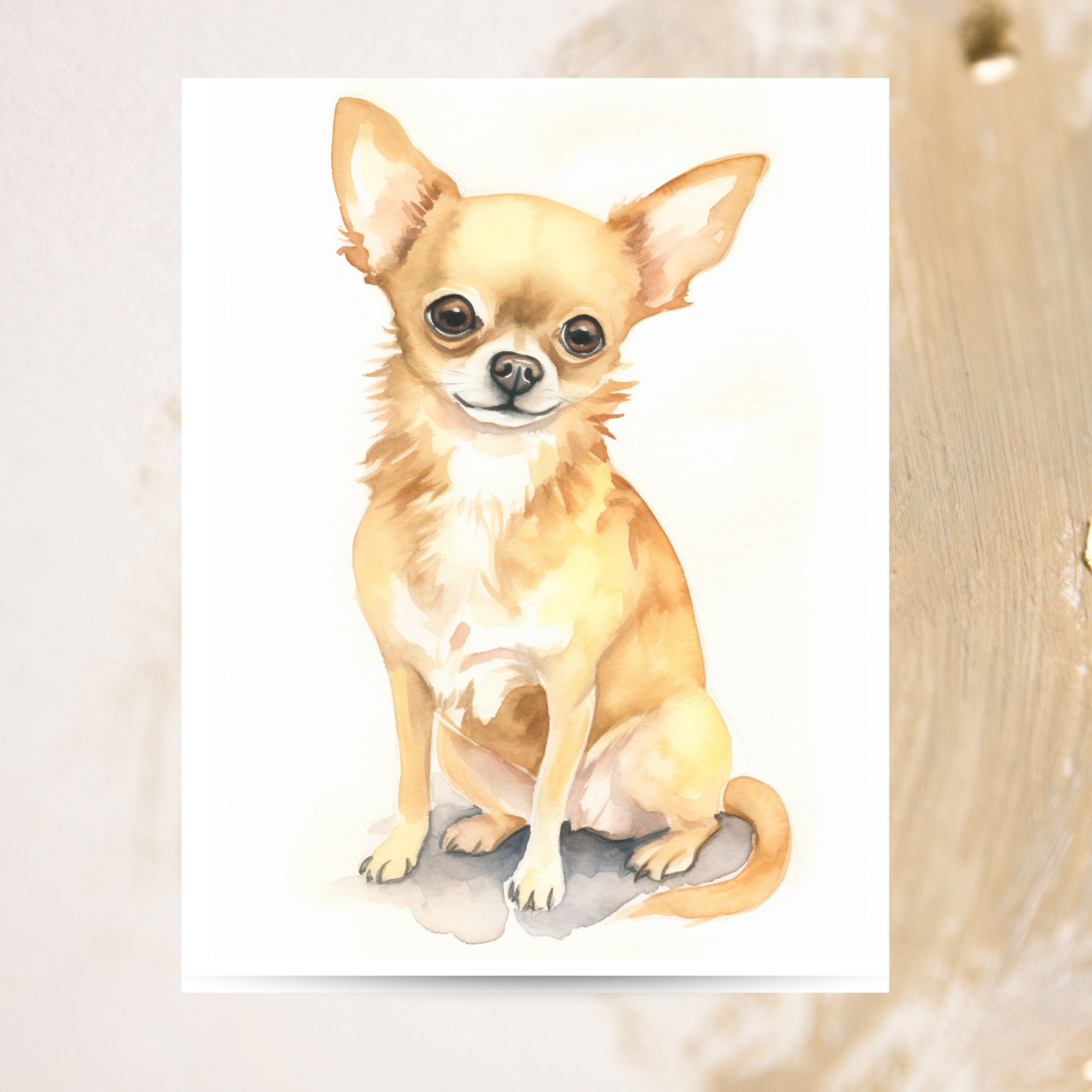 Chihuahua Watercolor Card, Dog Lover Greeting Card, Pet Parent Note Card, Pet Parent Keepsake, Watercolor Note Card Greeting, Thank You, All Occasion, Birthday Card, Invitations