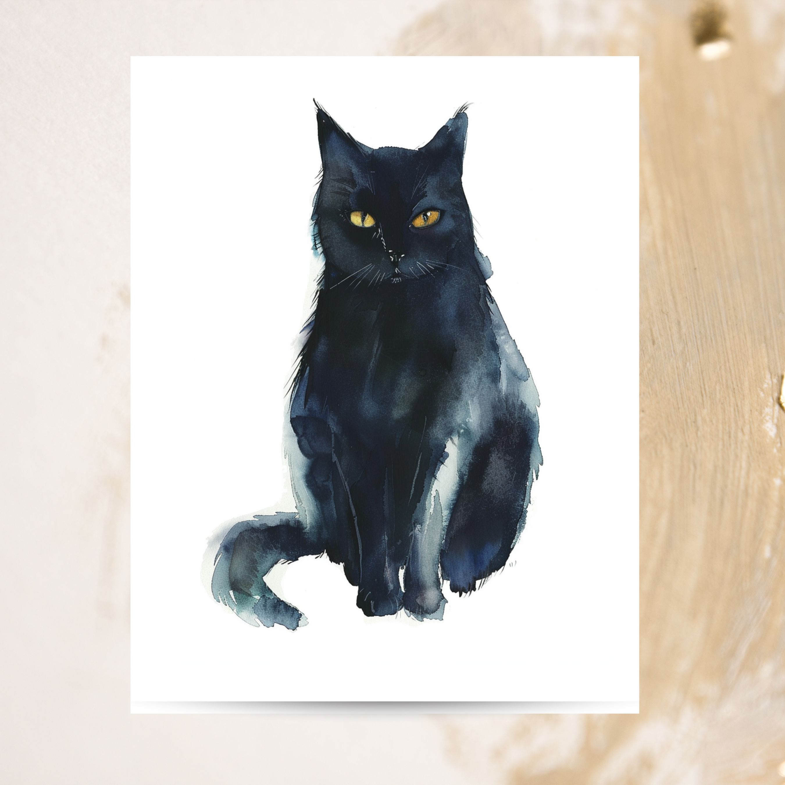Black Bombay Cat Portrait Watercolor Card, Cat Lover Greeting Card, Pet Parent Note Card, Pet Parent Keepsake, Watercolor Note Card Greeting, Thank You, All Occasion, Birthday Card, Invitations