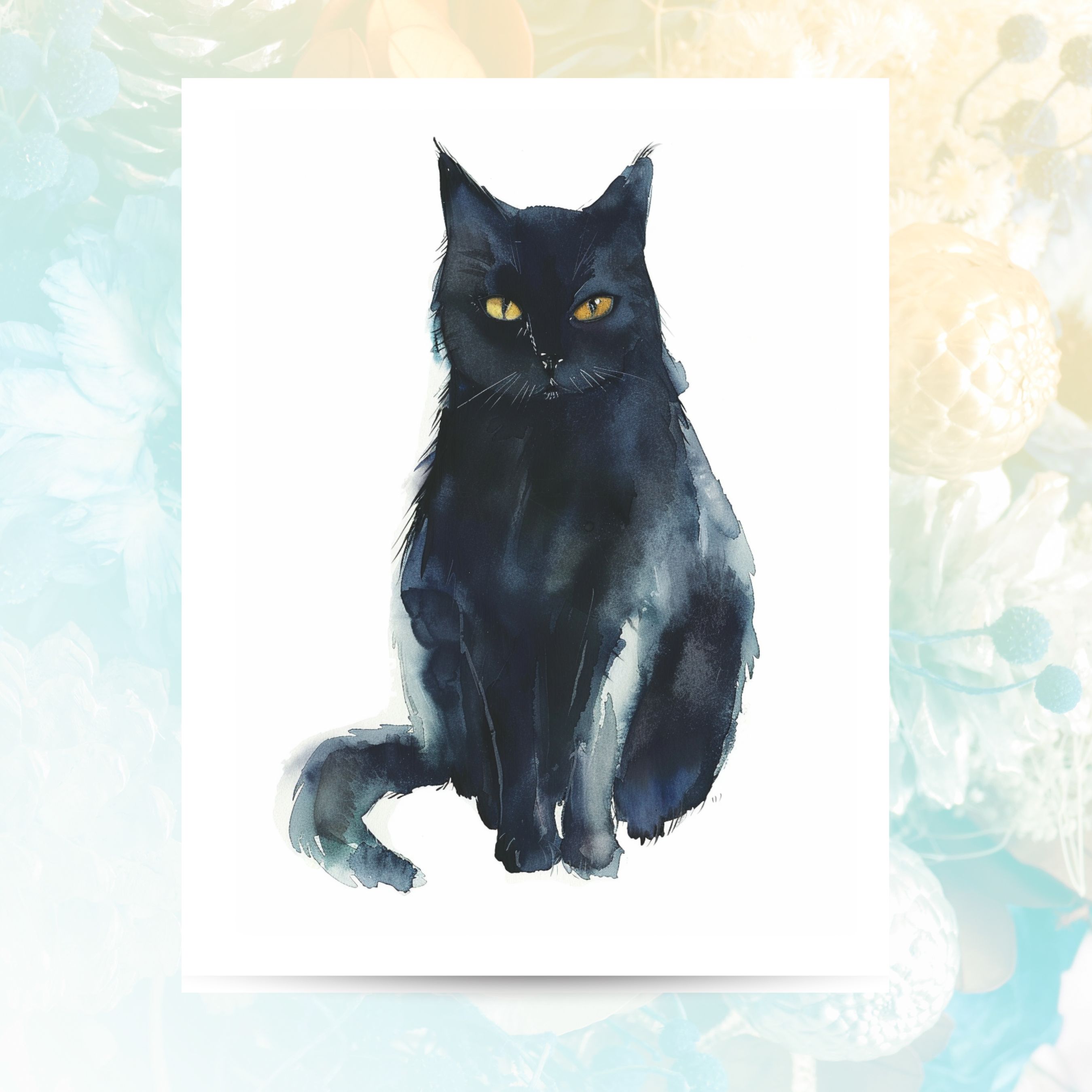 Black Bombay Cat Portrait Watercolor Card, Cat Lover Greeting Card, Pet Parent Note Card, Pet Parent Keepsake, Watercolor Note Card Greeting, Thank You, All Occasion, Birthday Card, Invitations