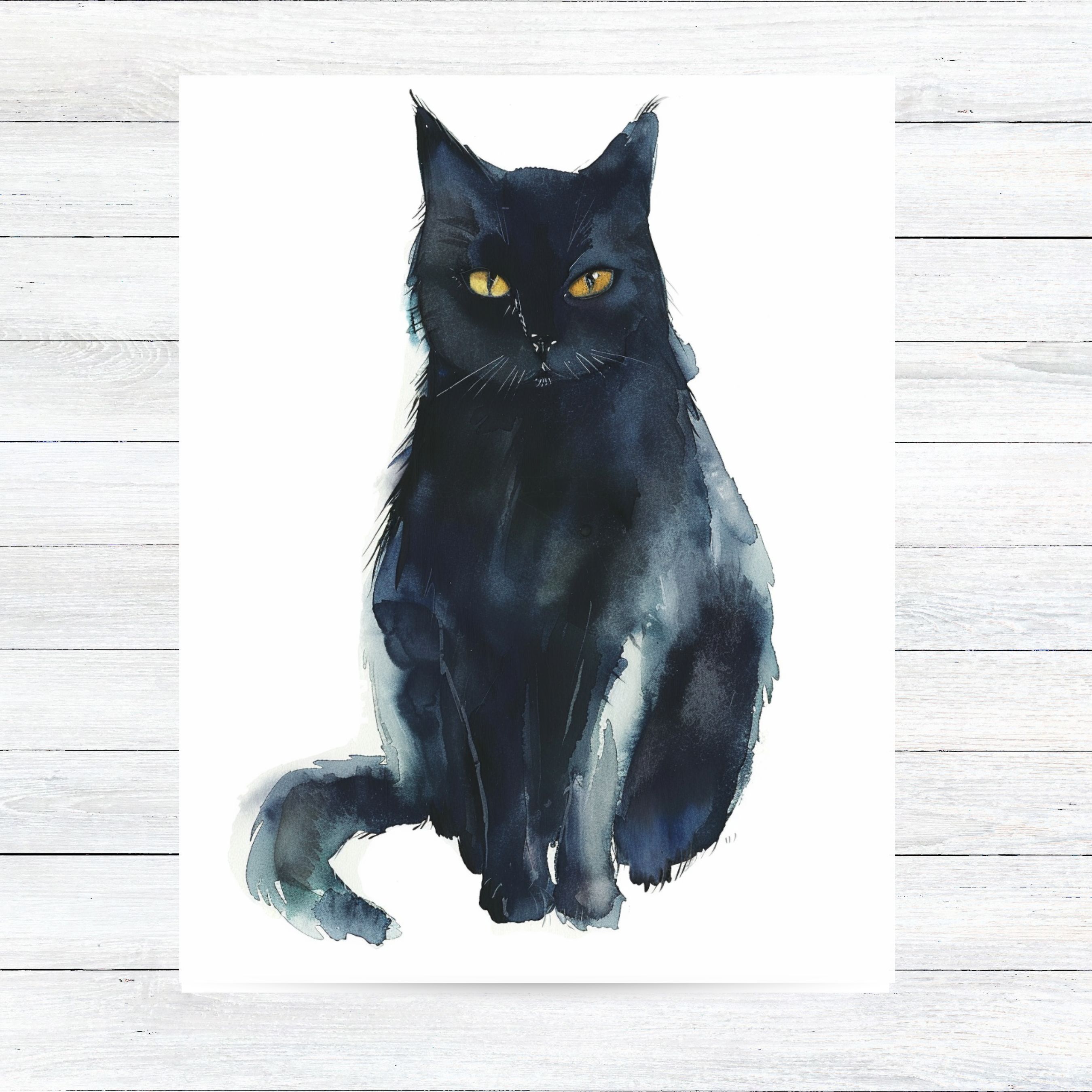 Black Bombay Cat Portrait Watercolor Card, Cat Lover Greeting Card, Pet Parent Note Card, Pet Parent Keepsake, Watercolor Note Card Greeting, Thank You, All Occasion, Birthday Card, Invitations