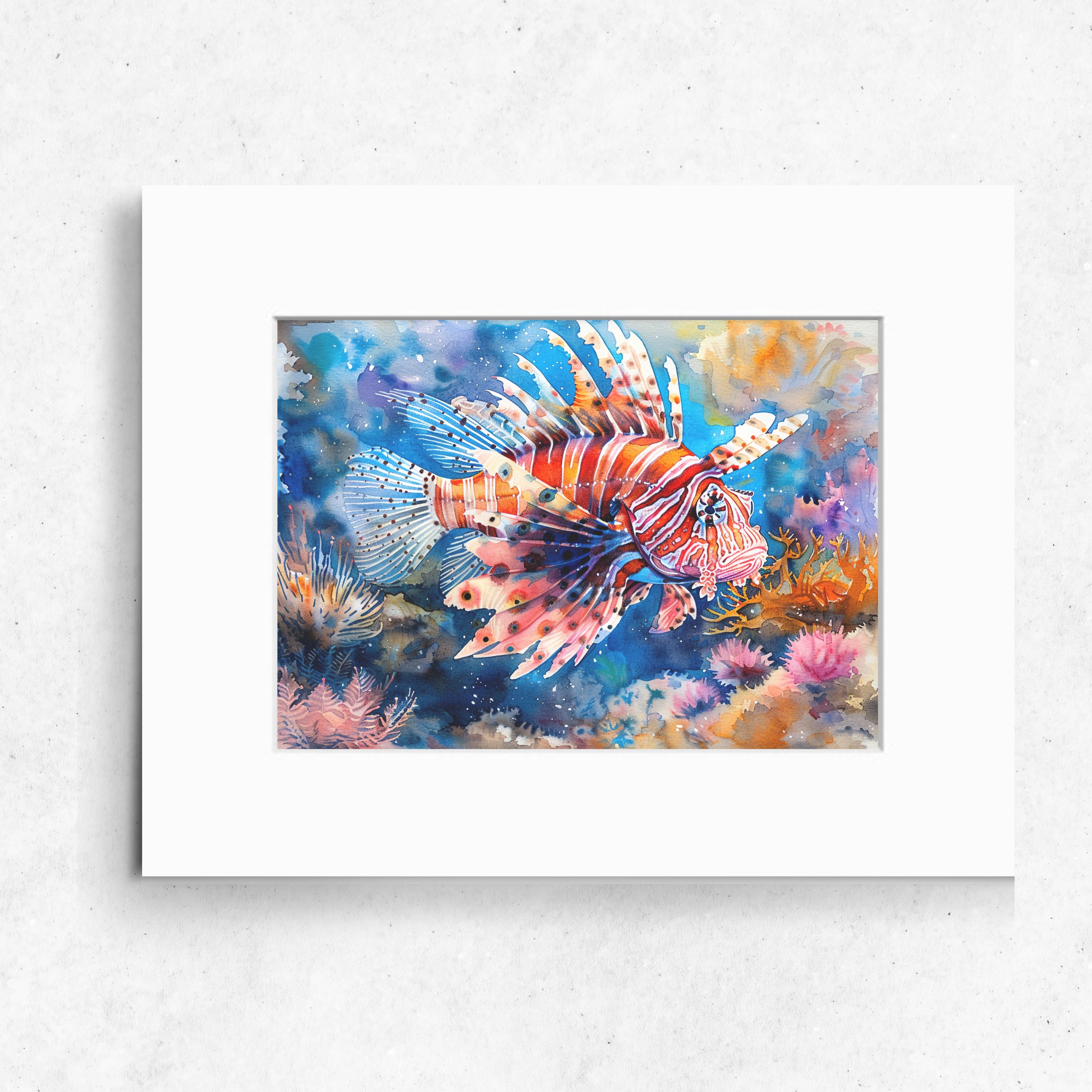 Vibrant Majesty Lionfish Watercolor Art, High Quality Art Print, Marine Wildlife Painting, Original Art