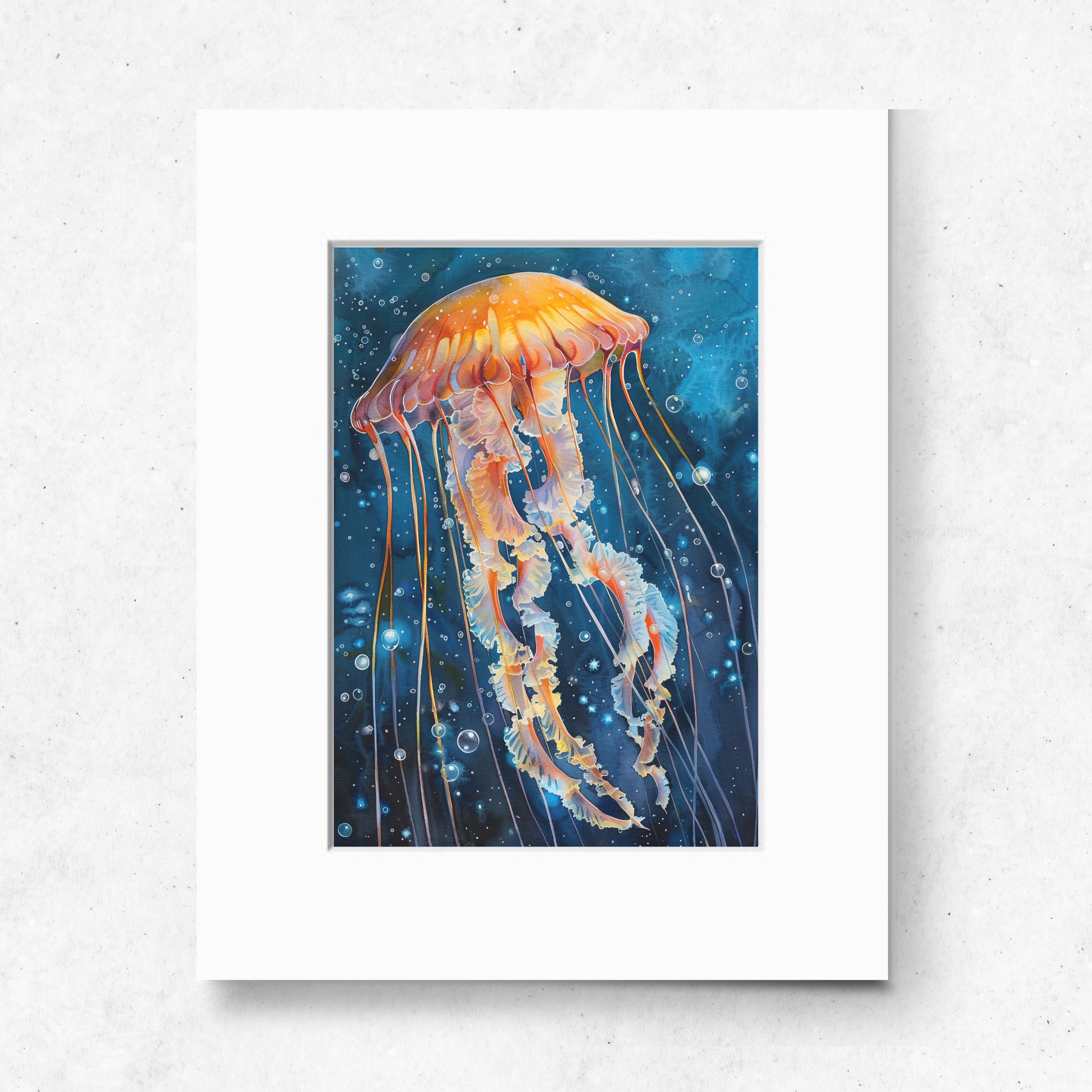 Graceful Glow Jellyfish Watercolor Art, High Quality Art Print, Marine Life Painting, Original Art