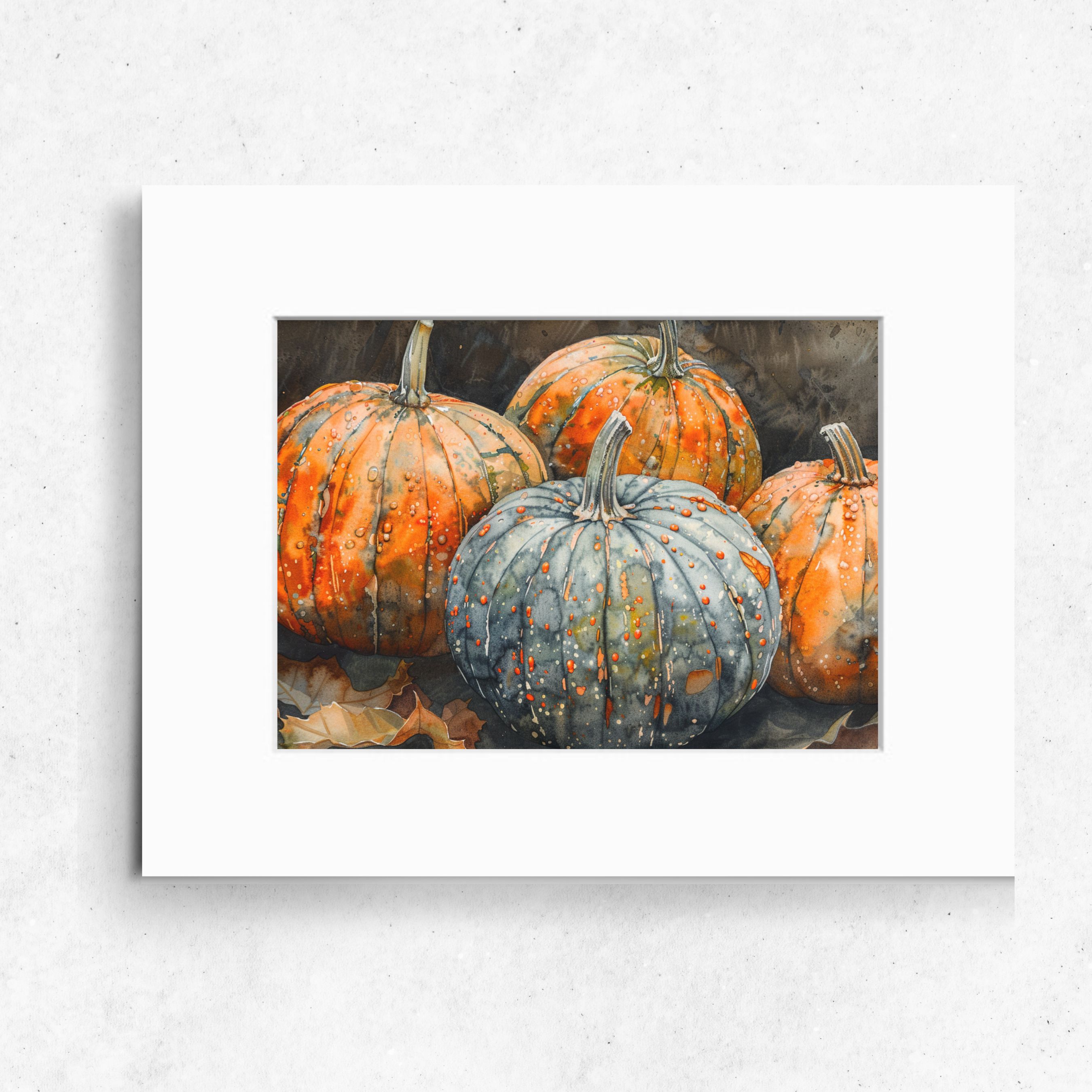 Harvest Harmony Watercolor Four Pumpkins Art, High Quality Art Print, Seasonal Decor, Original Art, Pumpkin Series