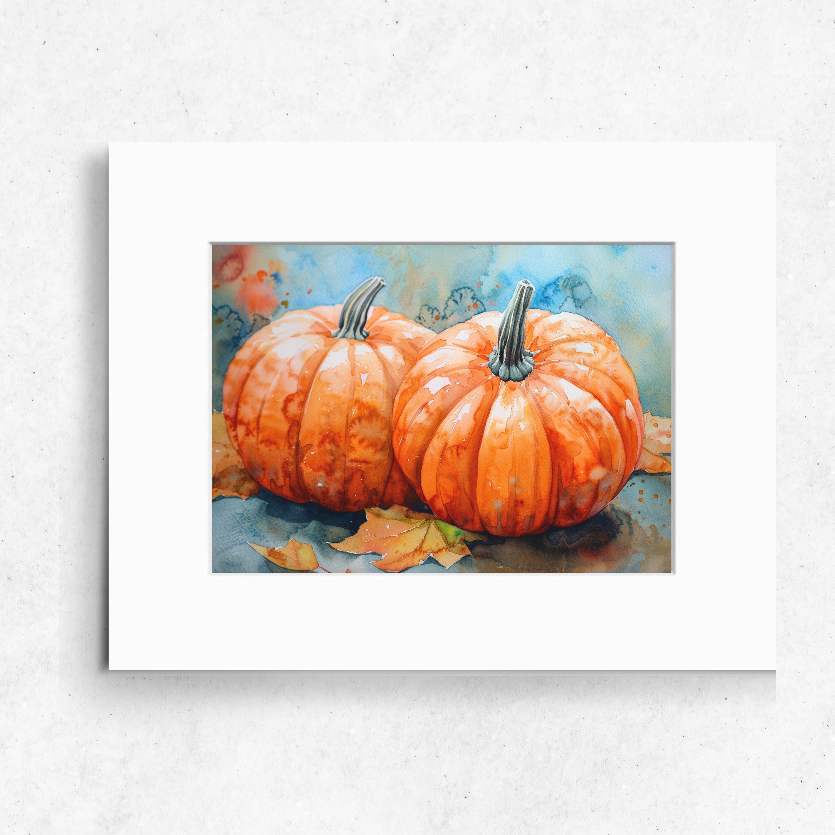 Vivid Autumn Duo, Watercolor Pumpkins, Harvest Fall, High Quality Art Print, Seasonal Decor, Original Art, Pumpkin Series