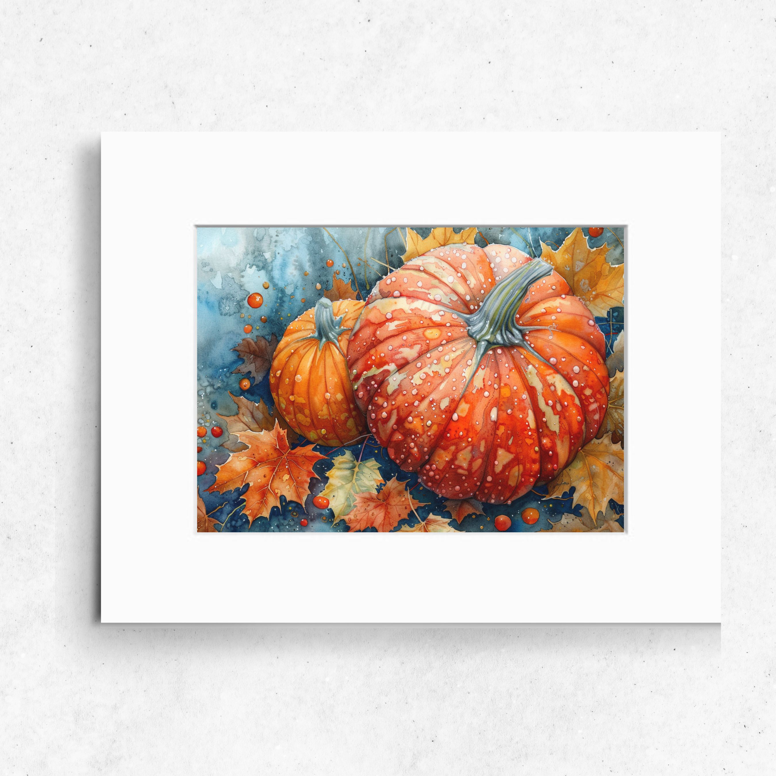Golden Bounty, Autumn Pumpkin Watercolor, Fall Harvest Celebrations High Quality Art Print, Seasonal Decor, Original Art, Pumpkin Series