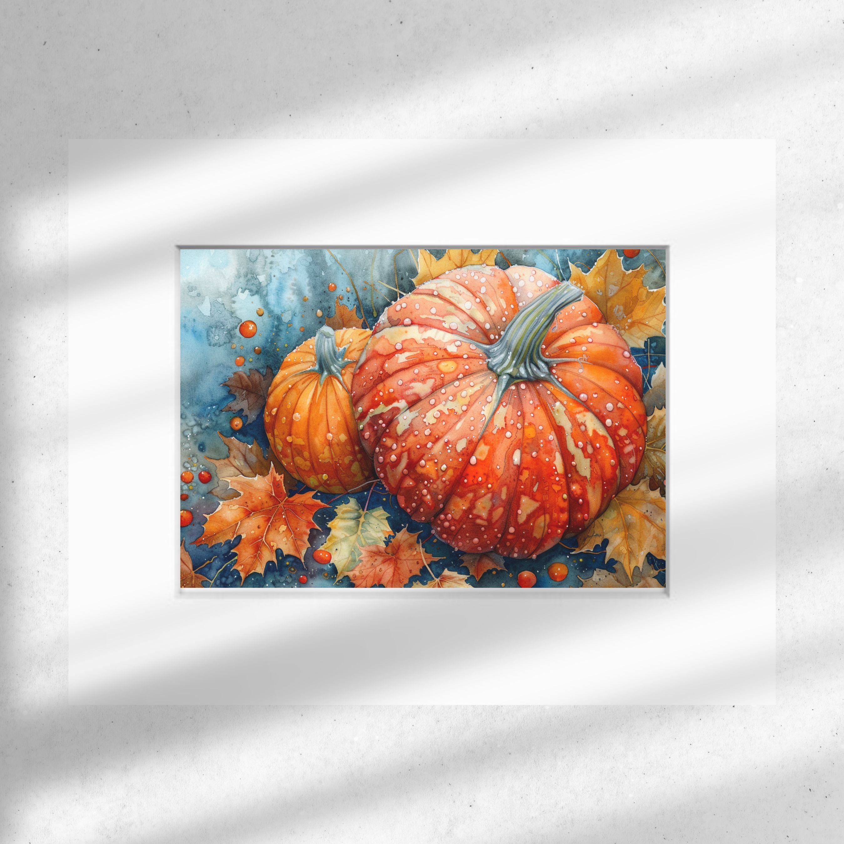 Golden Bounty, Autumn Pumpkin Watercolor, Fall Harvest Celebrations High Quality Art Print, Seasonal Decor, Original Art, Pumpkin Series