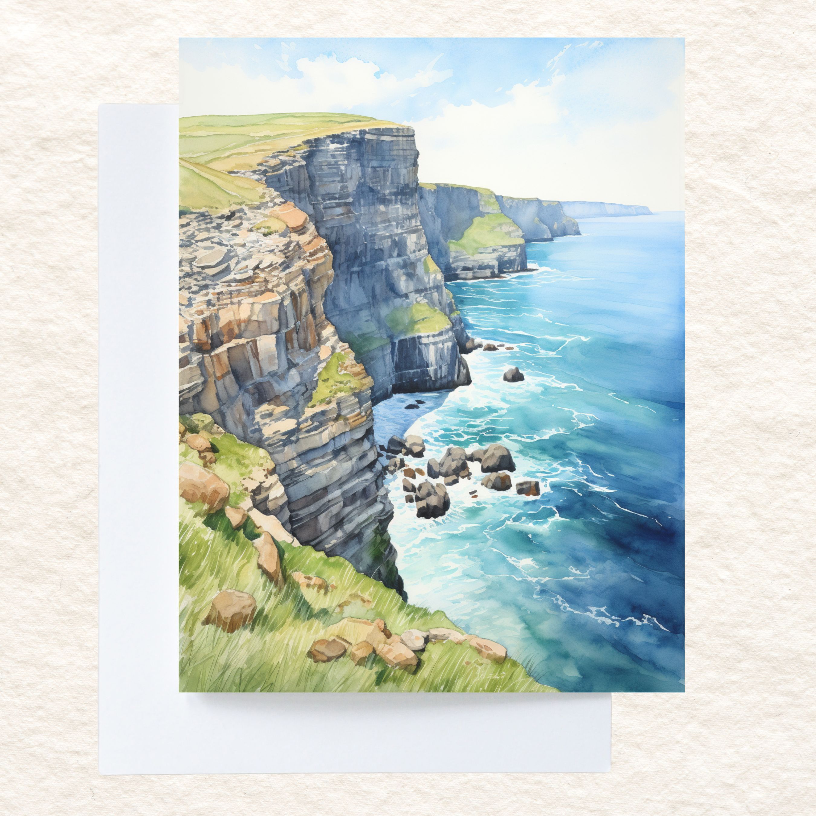 Cliffs of Moher Watercolor Card, Majestic Irish Coastline, All Occasion Cards, Thank You, Invitation, Note Card, Greetings, Birthdays