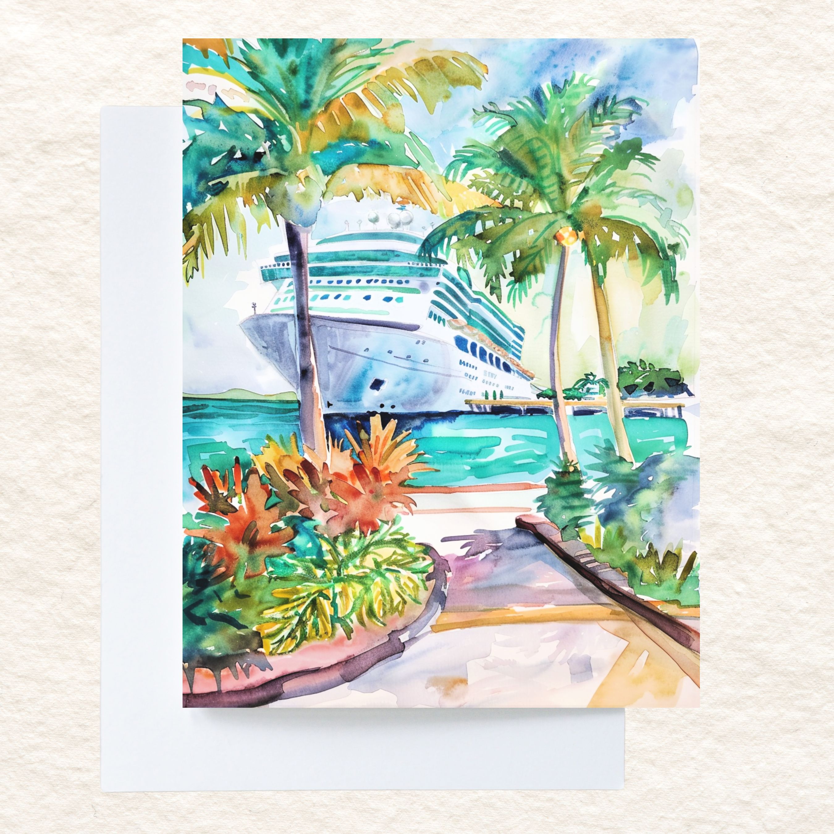Cruise Ship Greeting Card, Vacation Vibes, Note Cards, Thank You Cards, Invitations