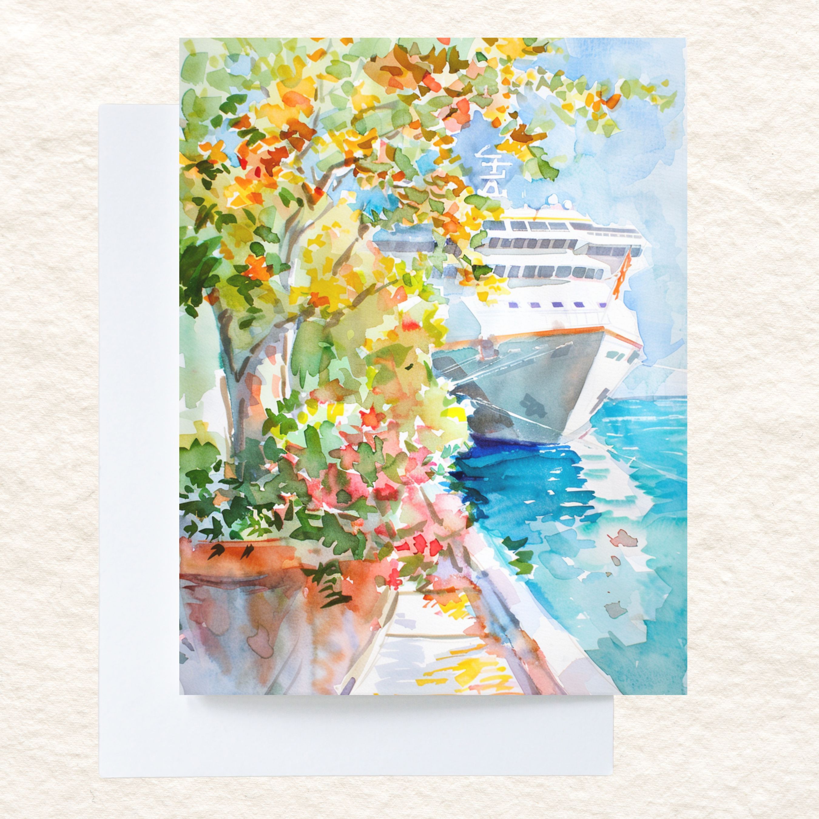 Cruise Ship Greeting Card, Vacation Vibes 2nd In Series, Note Cards, Thank You Cards, Invitations