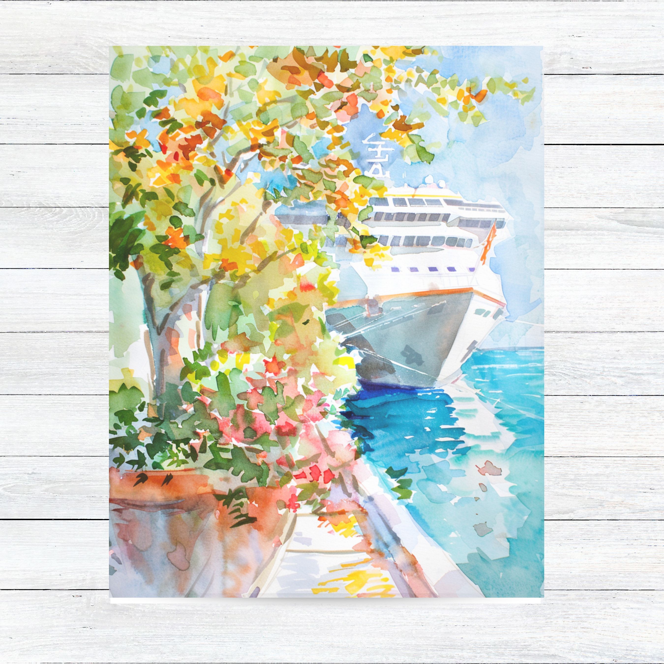 Cruise Ship Greeting Card, Vacation Vibes 2nd In Series, Note Cards, Thank You Cards, Invitations
