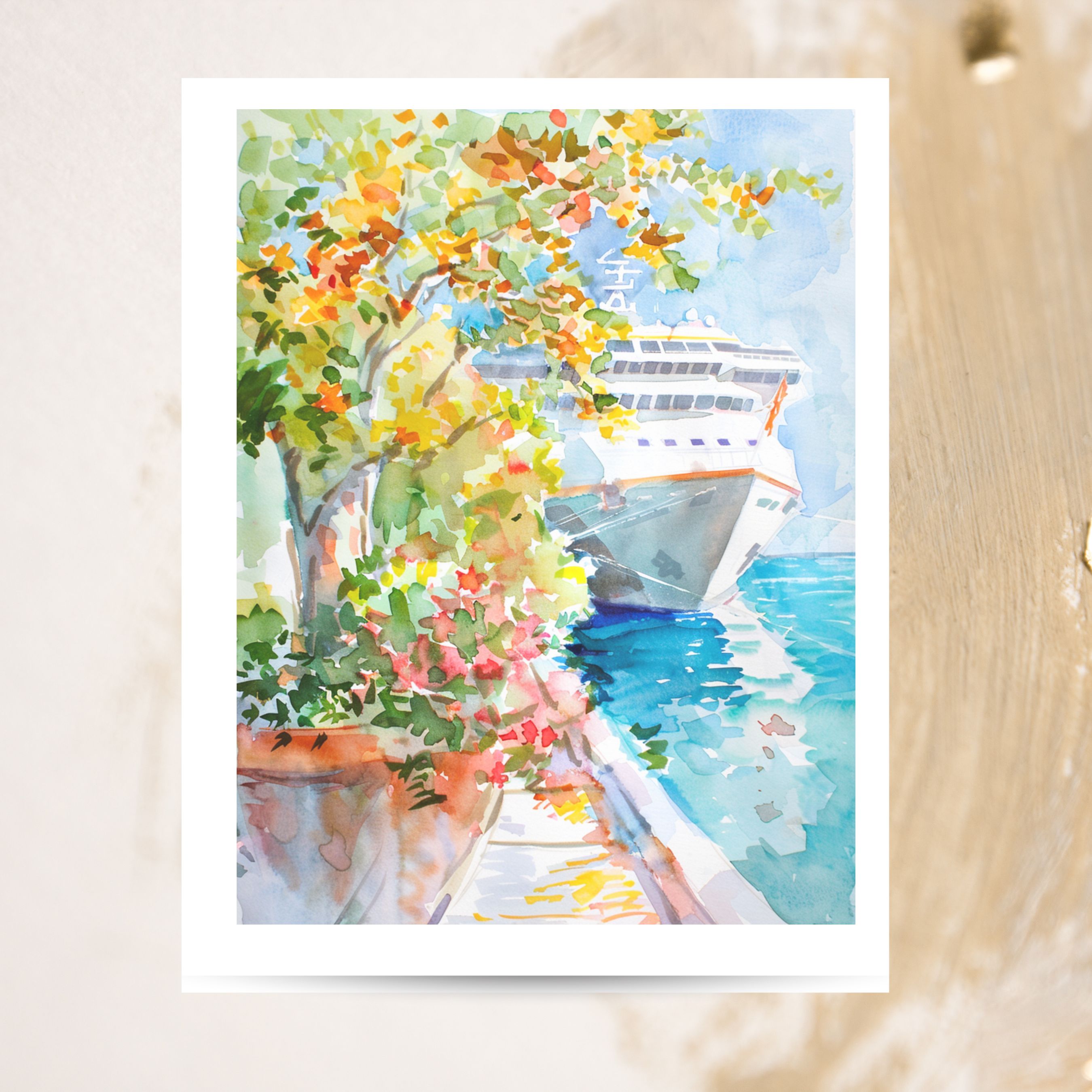 Cruise Ship Greeting Card, Vacation Vibes 2nd In Series, Note Cards, Thank You Cards, Invitations