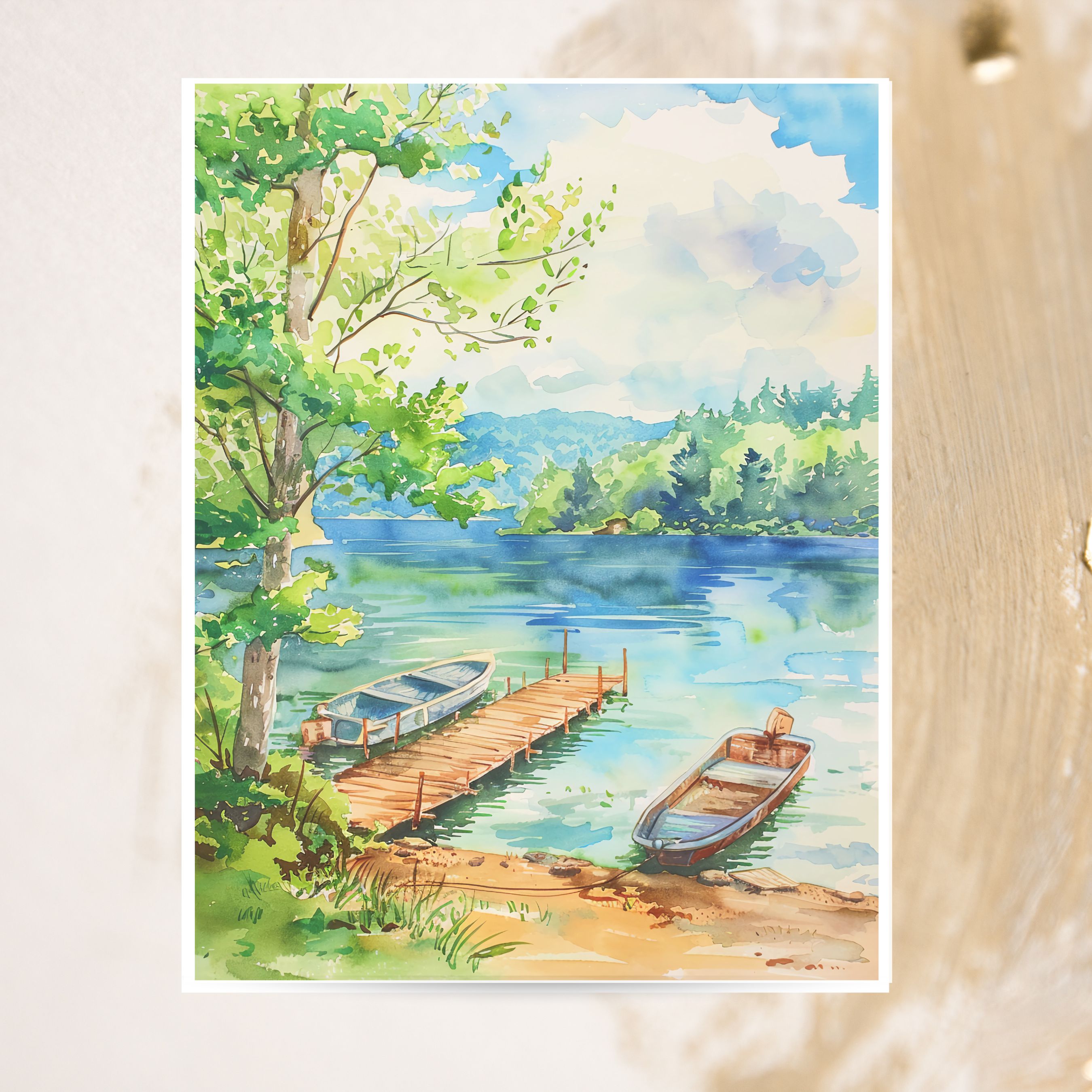 Lake Life Greeting Card Dockside View, Vacation Vibes 1st In Series, Note Cards, Thank You Cards, Invitations