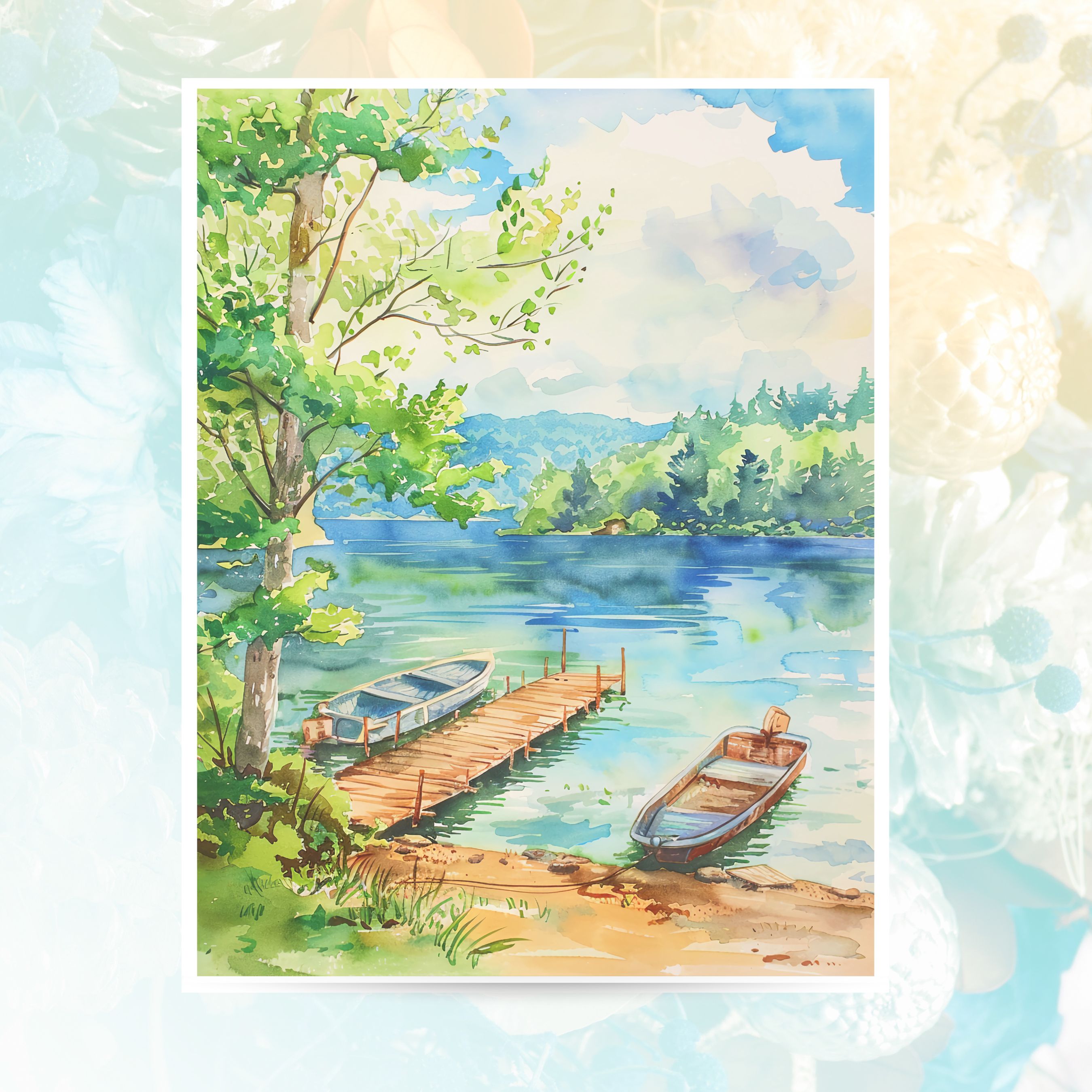 Lake Life Greeting Card Dockside View, Vacation Vibes 1st In Series, Note Cards, Thank You Cards, Invitations