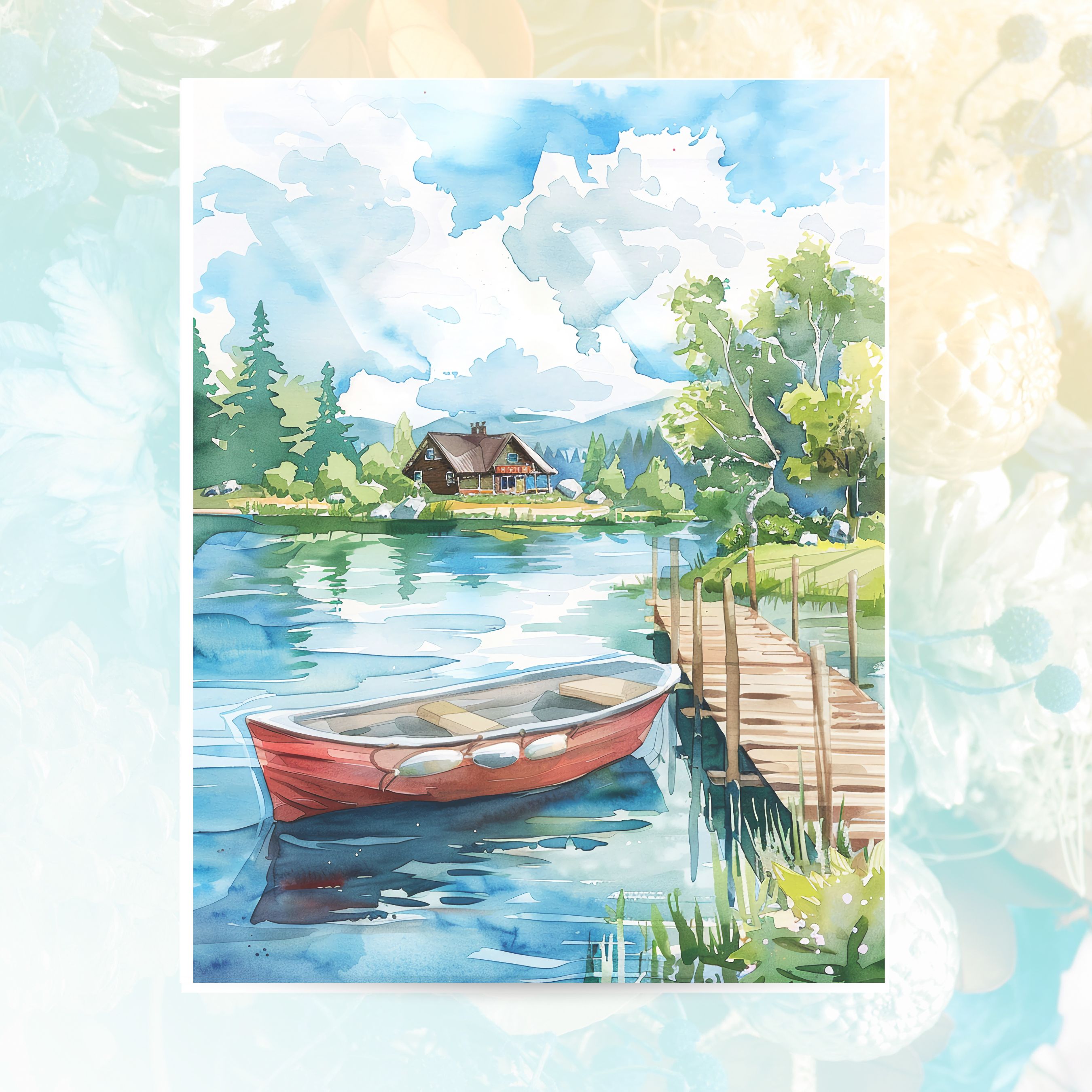 Cabin by the Lake Greeting Card, Vacation Vibes 2nd In Series, Note Cards, Thank You Cards, Invitations