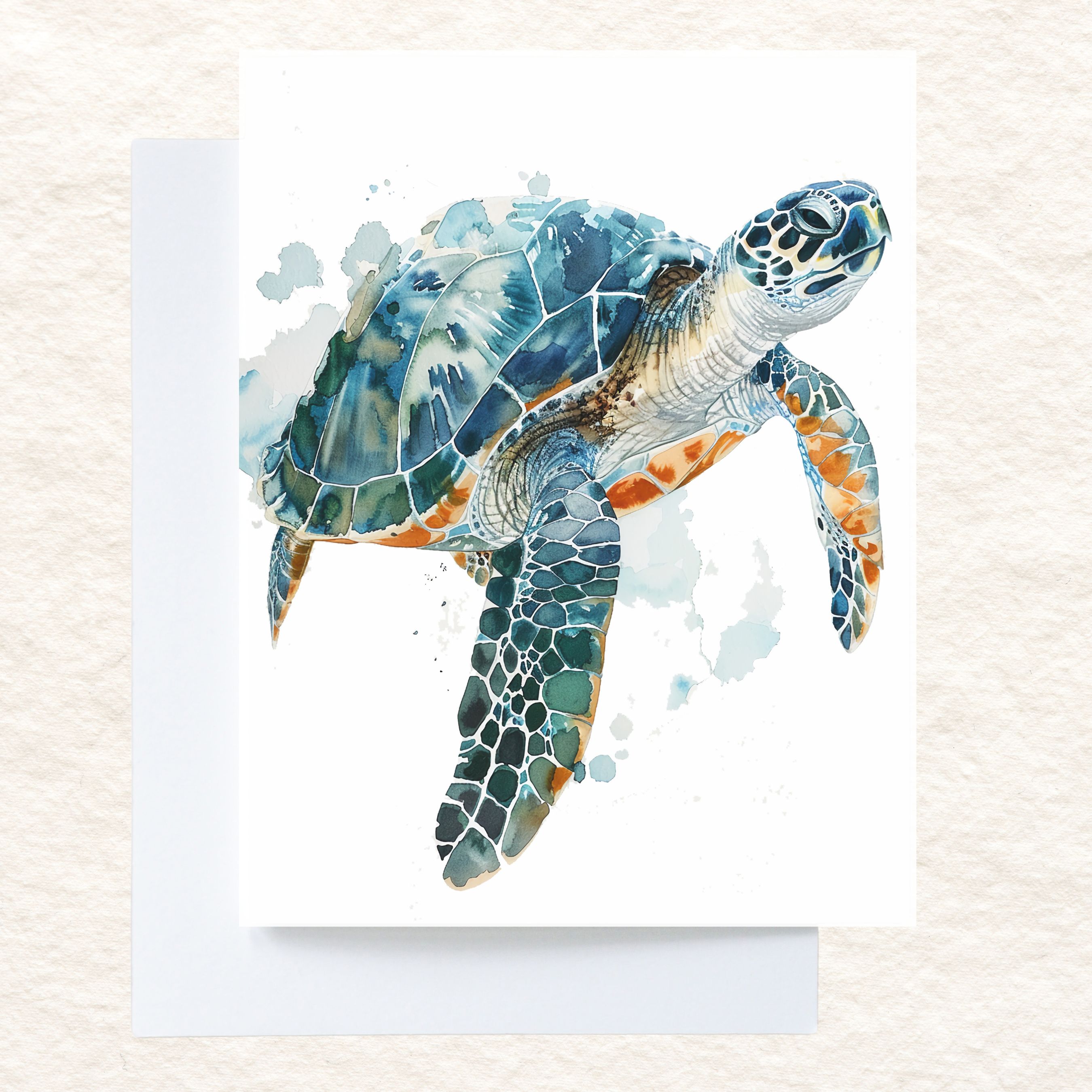 Sea Turtle Greeting Card - Ocean Themed, Note Cards, Thank You Cards, Invitations