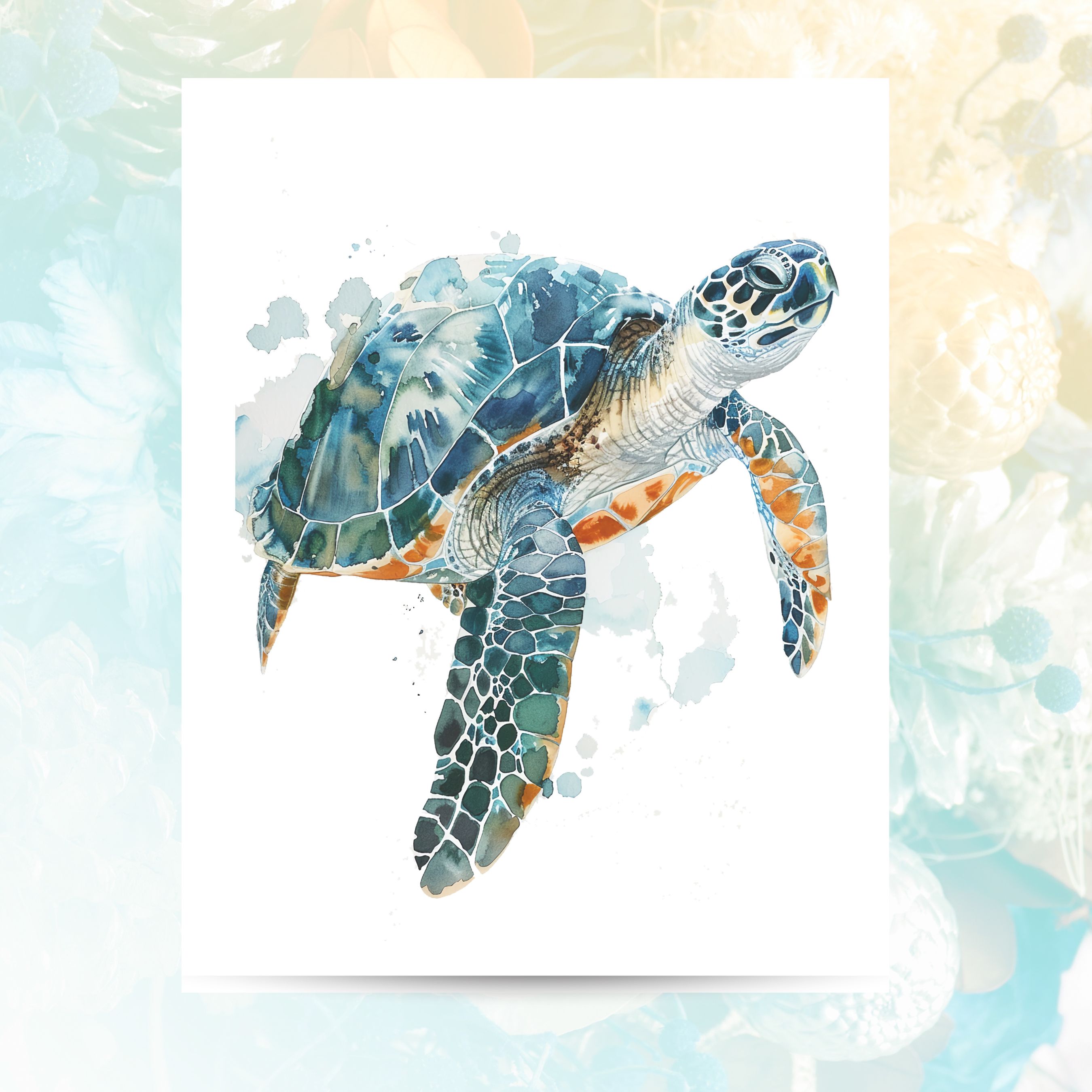 Sea Turtle Greeting Card - Ocean Themed, Note Cards, Thank You Cards, Invitations
