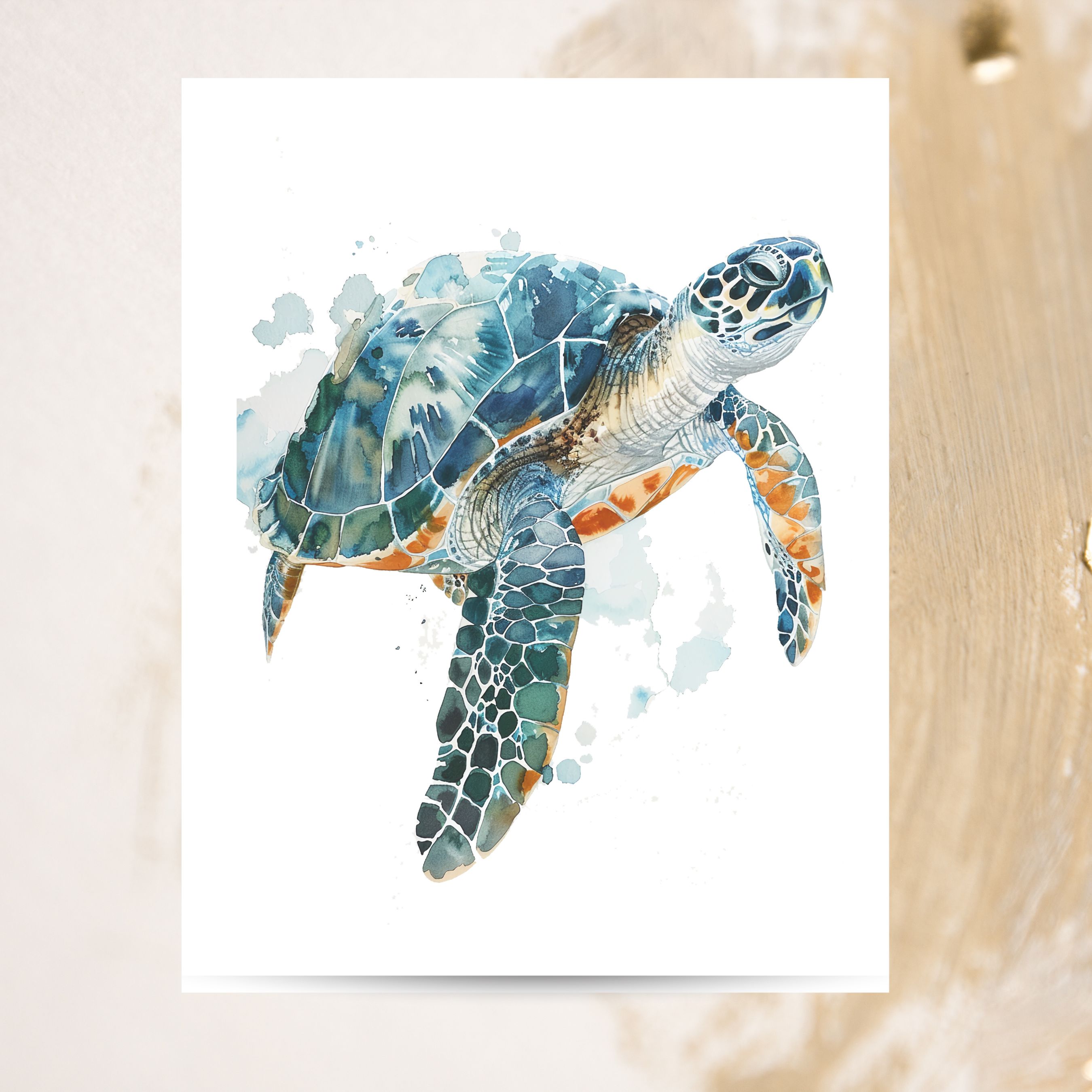 Sea Turtle Greeting Card - Ocean Themed, Note Cards, Thank You Cards, Invitations
