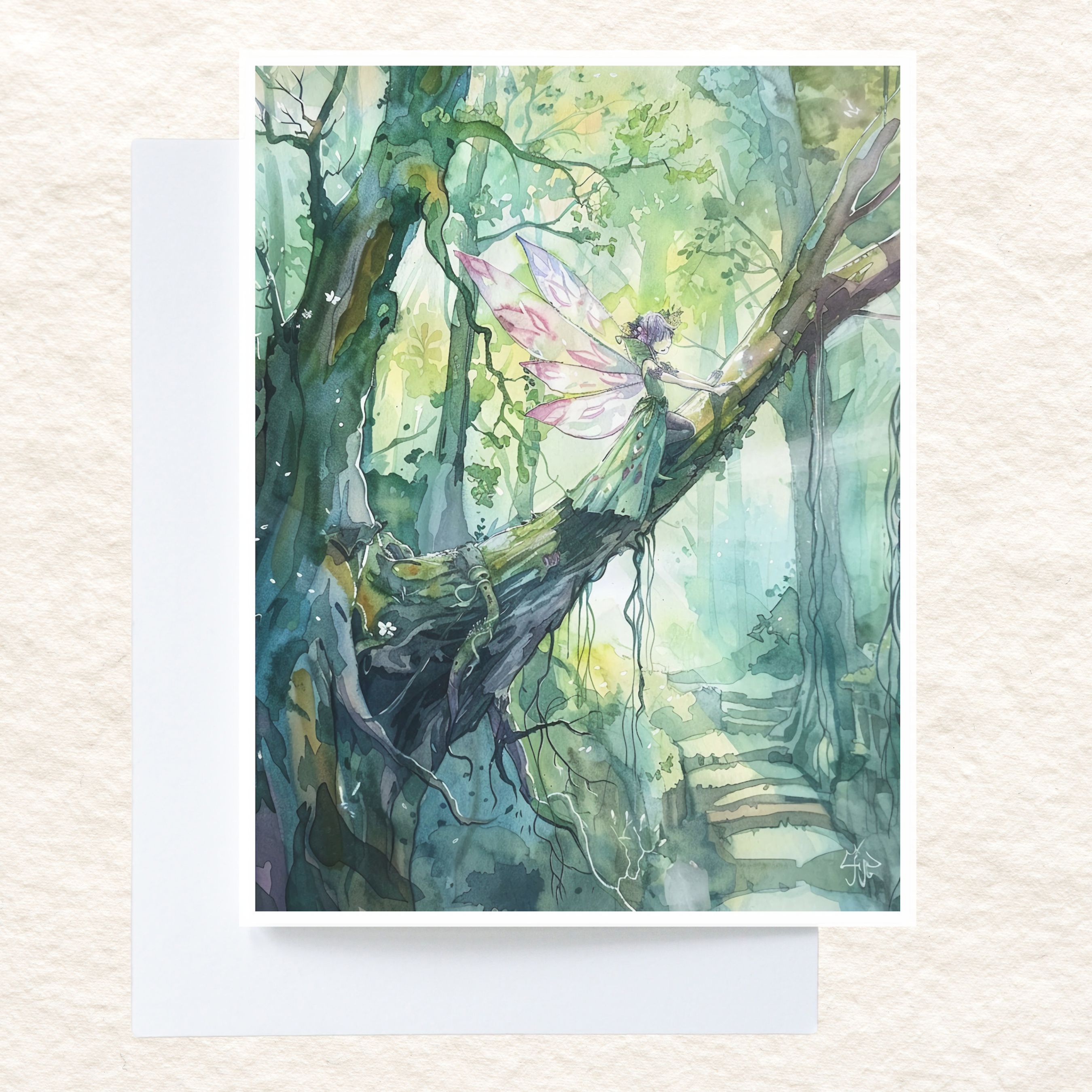 Woodland Fairy 1st in Series, Note Card Greeting, Thank You, All Occasion, Birthday Card, Invitations