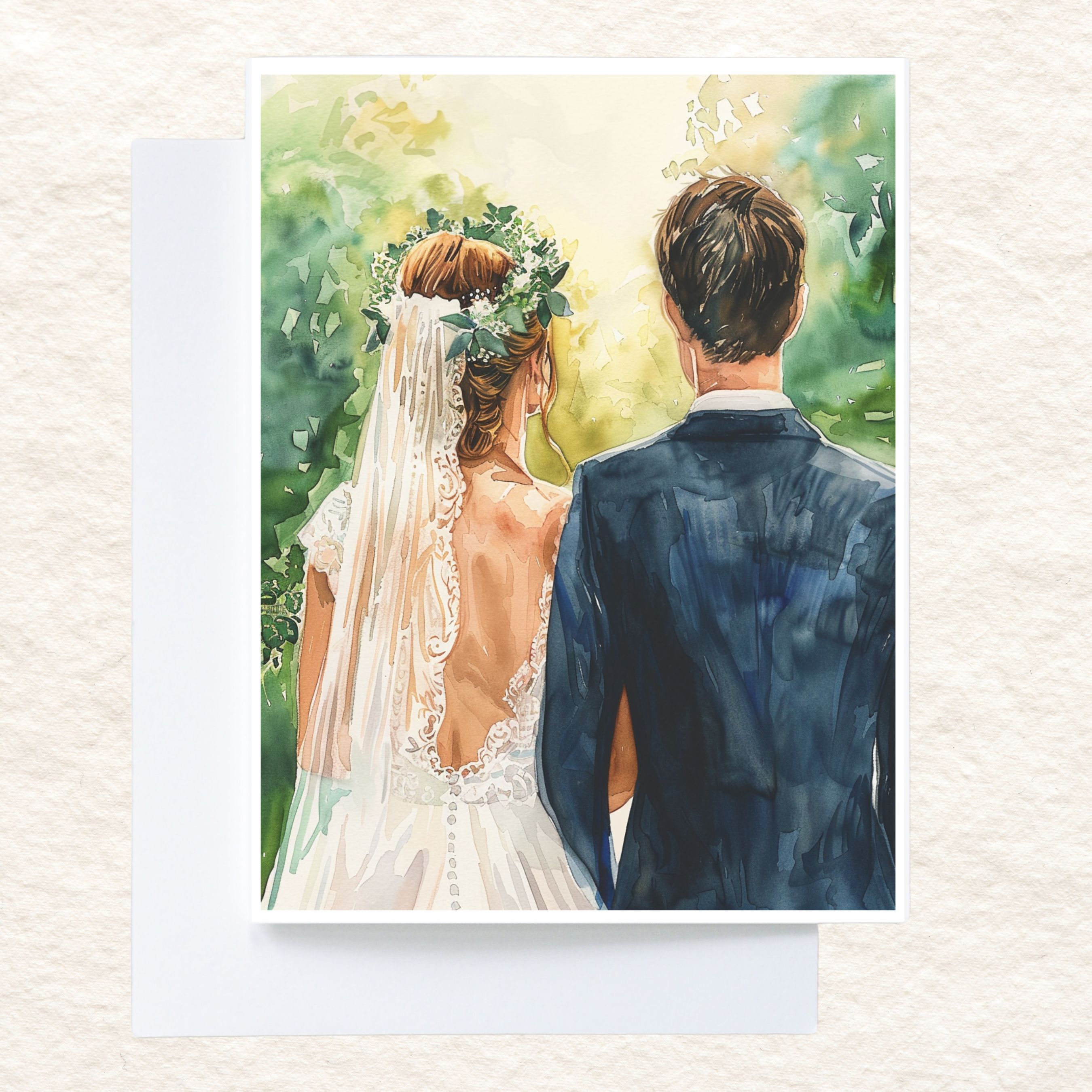 Watercolor Wedding Card Congratulations Card, Anniversary Card for 20th 30th 50th & More, Weddings, Invitations