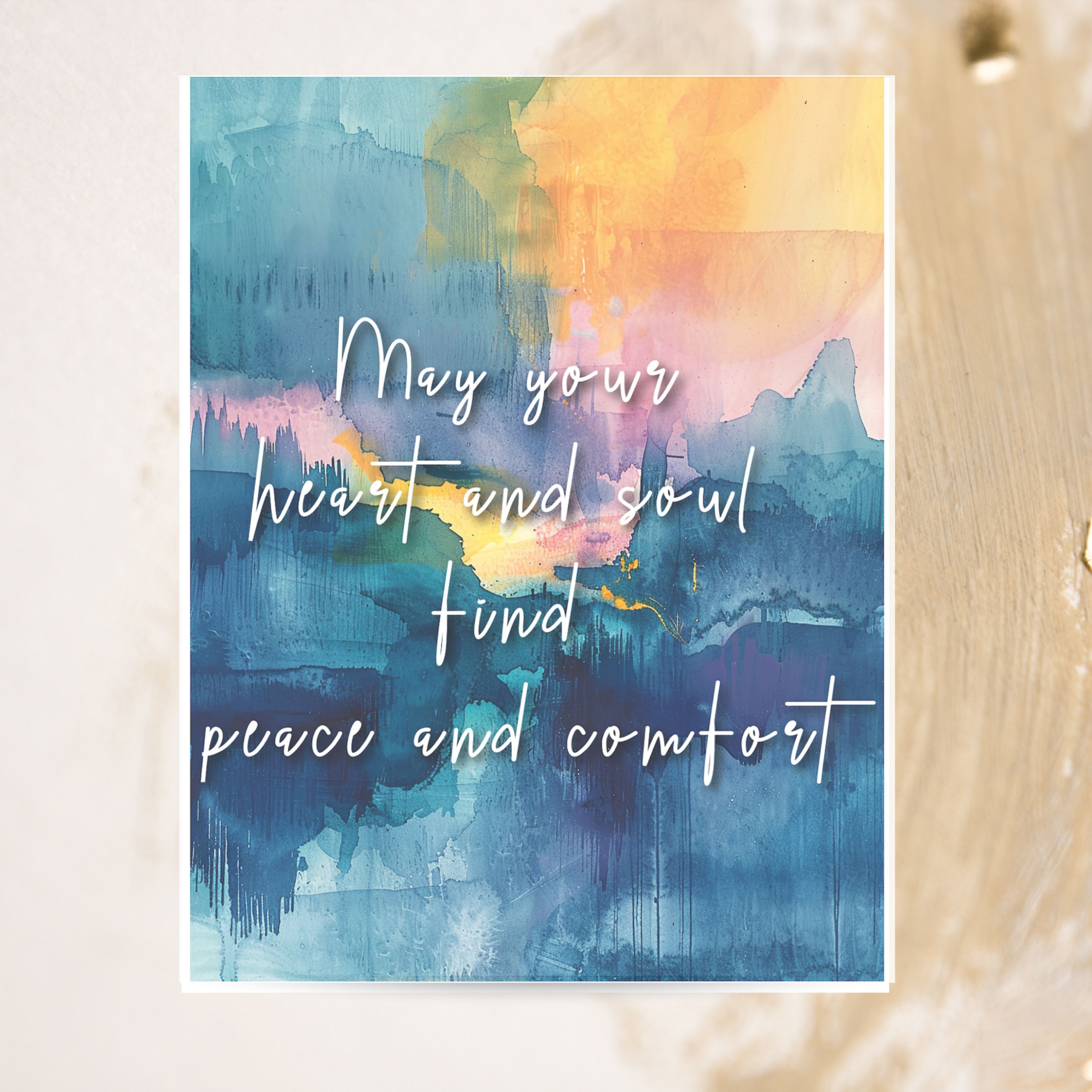 Watercolor Sympathy Card, May Your Heart and Soul Find Peace And Comfort, Grief Cards, Handmade Cards 