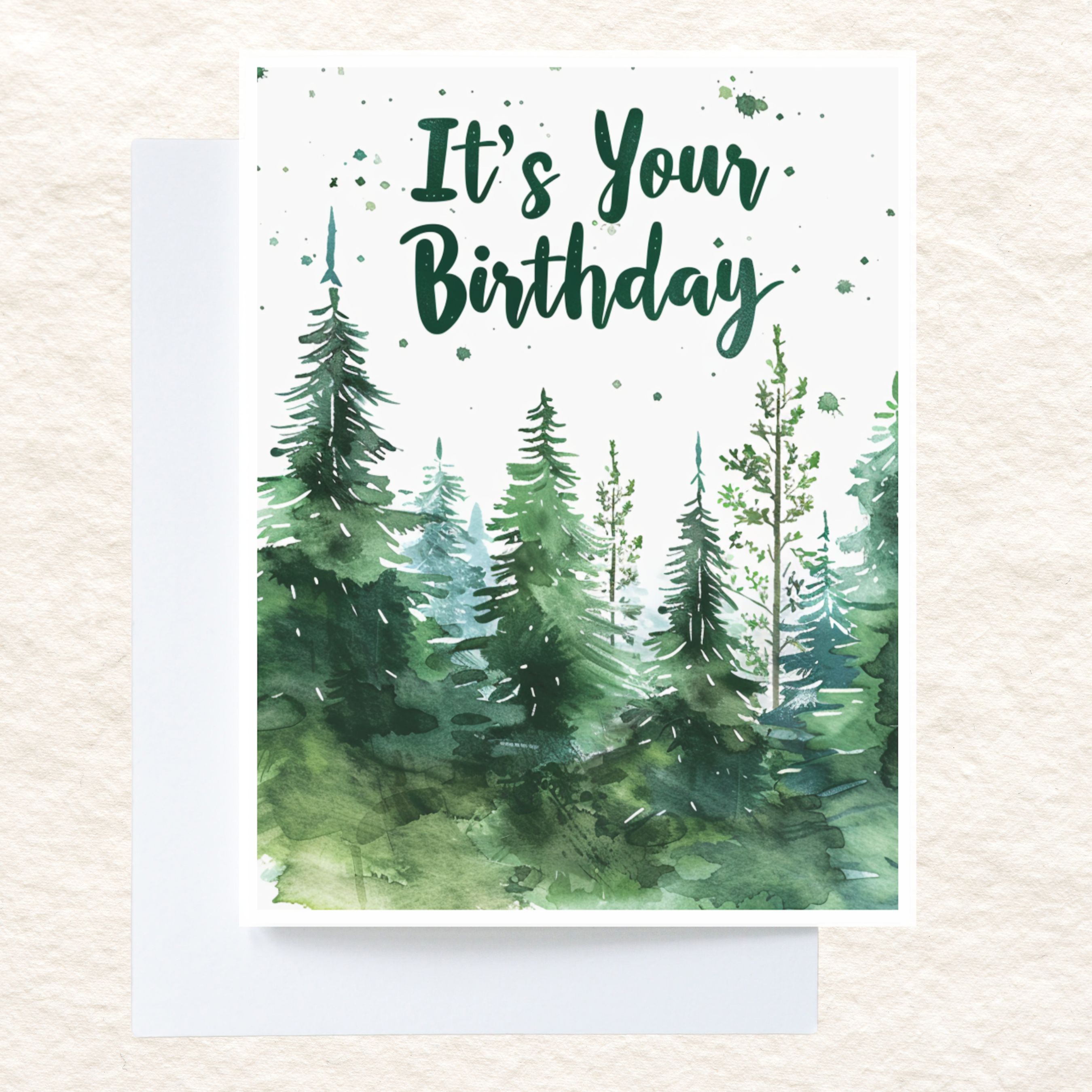 Forest Birthday Card, Happy Birthday Card, Watercolor Birthday Card, Bestie Birthday, Husband Wife Kid Greeting Card