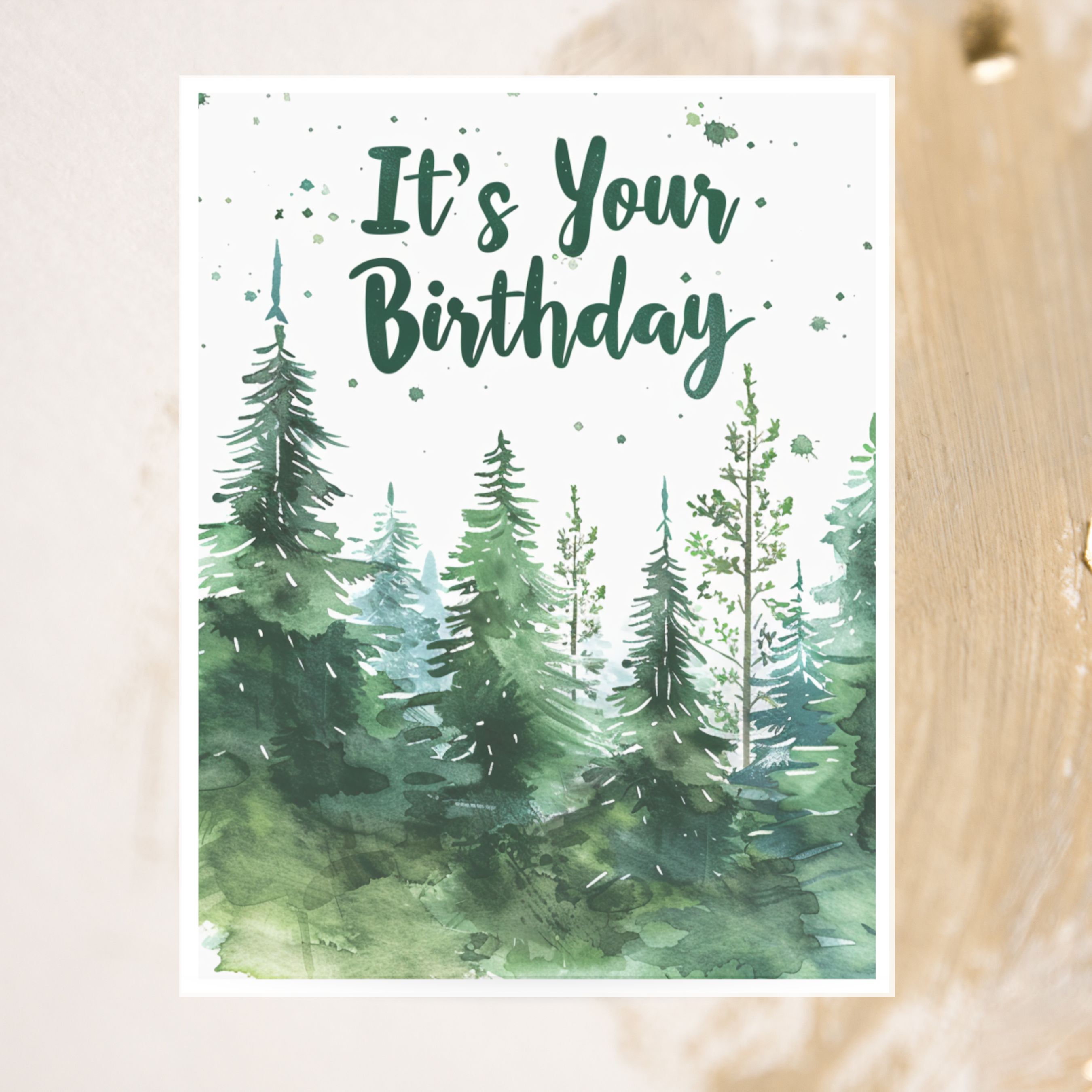Forest Birthday Card, Happy Birthday Card, Watercolor Birthday Card, Bestie Birthday, Husband Wife Kid Greeting Card