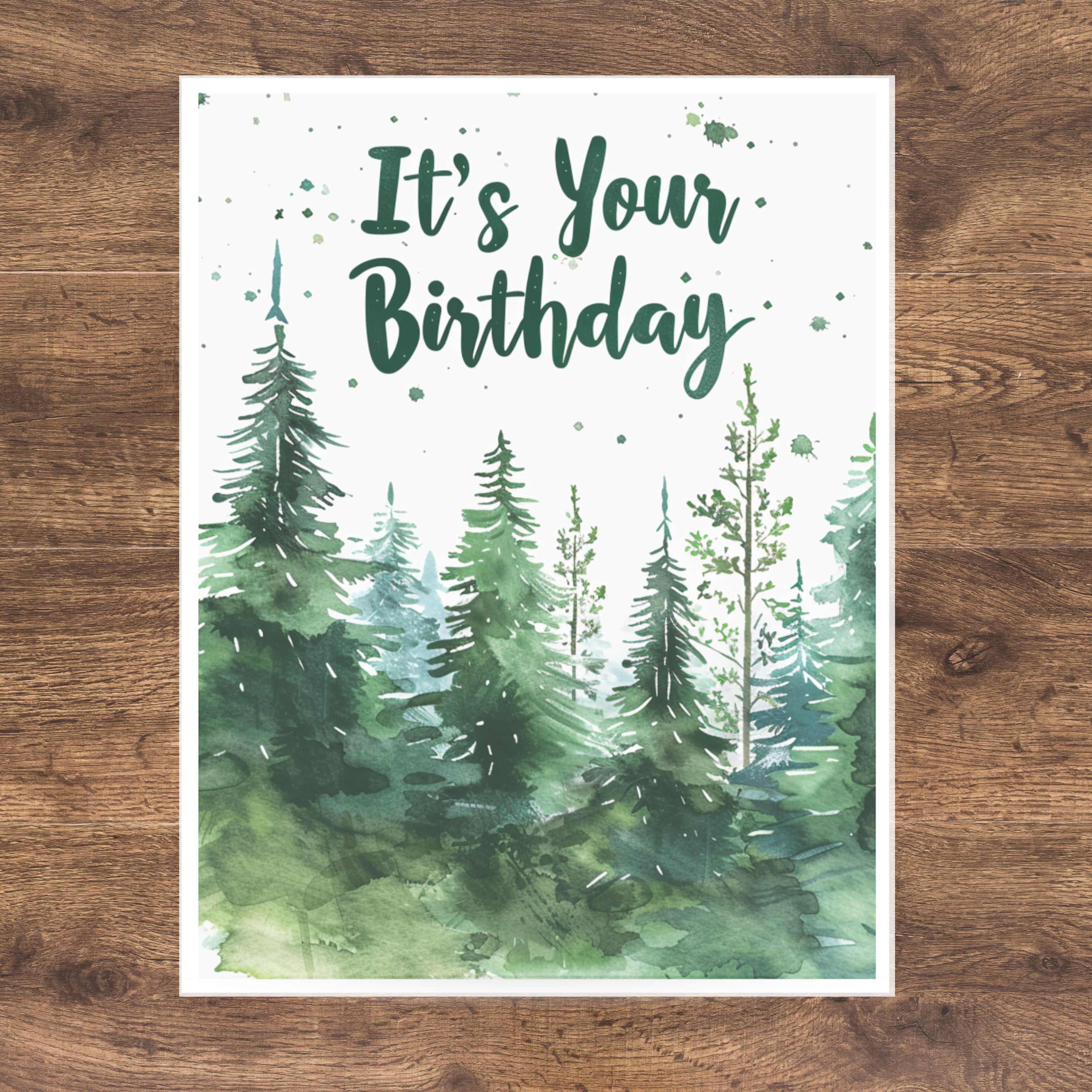 Forest Birthday Card, Happy Birthday Card, Watercolor Birthday Card, Bestie Birthday, Husband Wife Kid Greeting Card