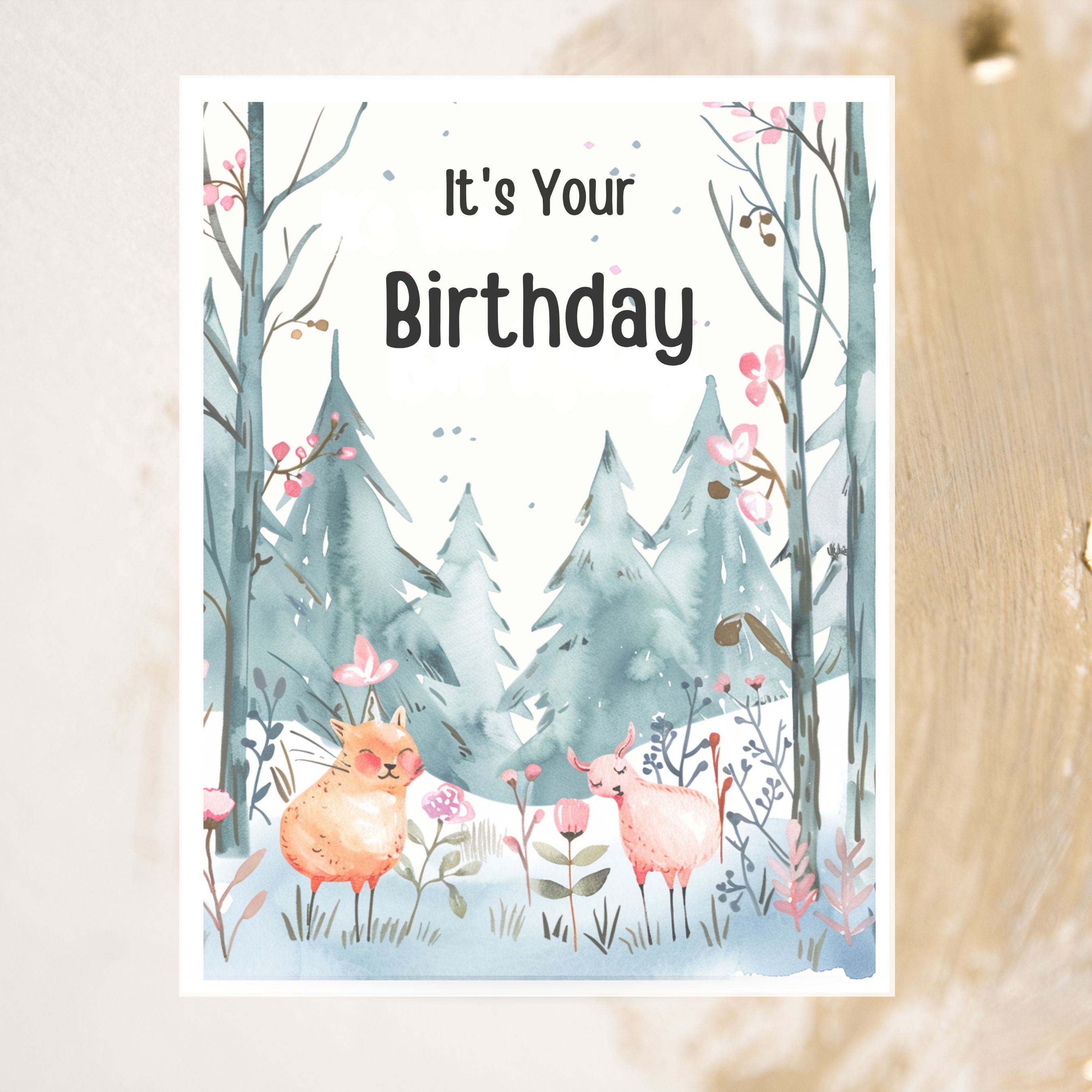 Its Your Birthday Card, Happy Birthday Card, Cute Forest Critters 2nd In Series Card, Custom Card, Bestie Birthday, Husband Wife Kid Greeting Card