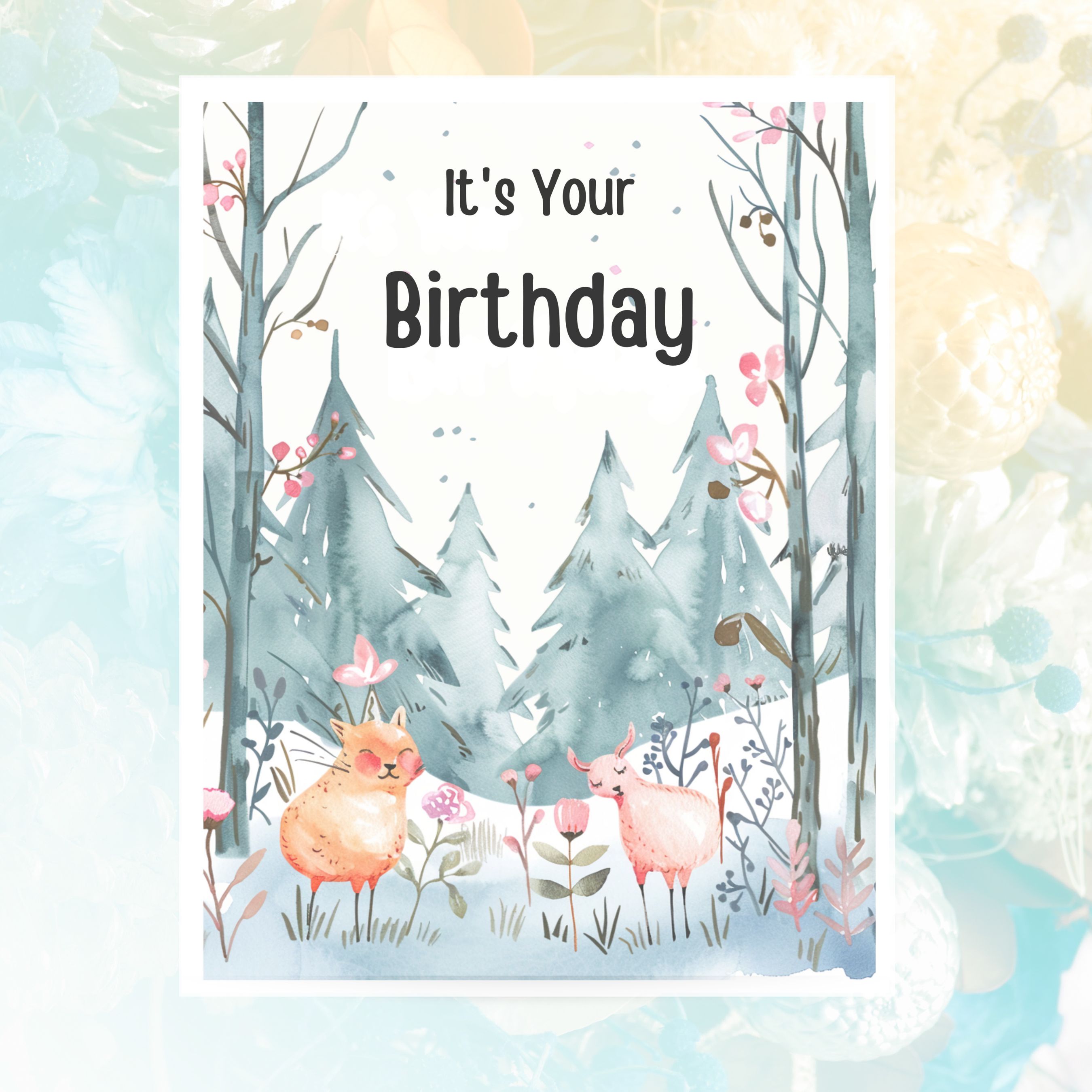 Its Your Birthday Card, Happy Birthday Card, Cute Forest Critters 2nd In Series Card, Custom Card, Bestie Birthday, Husband Wife Kid Greeting Card