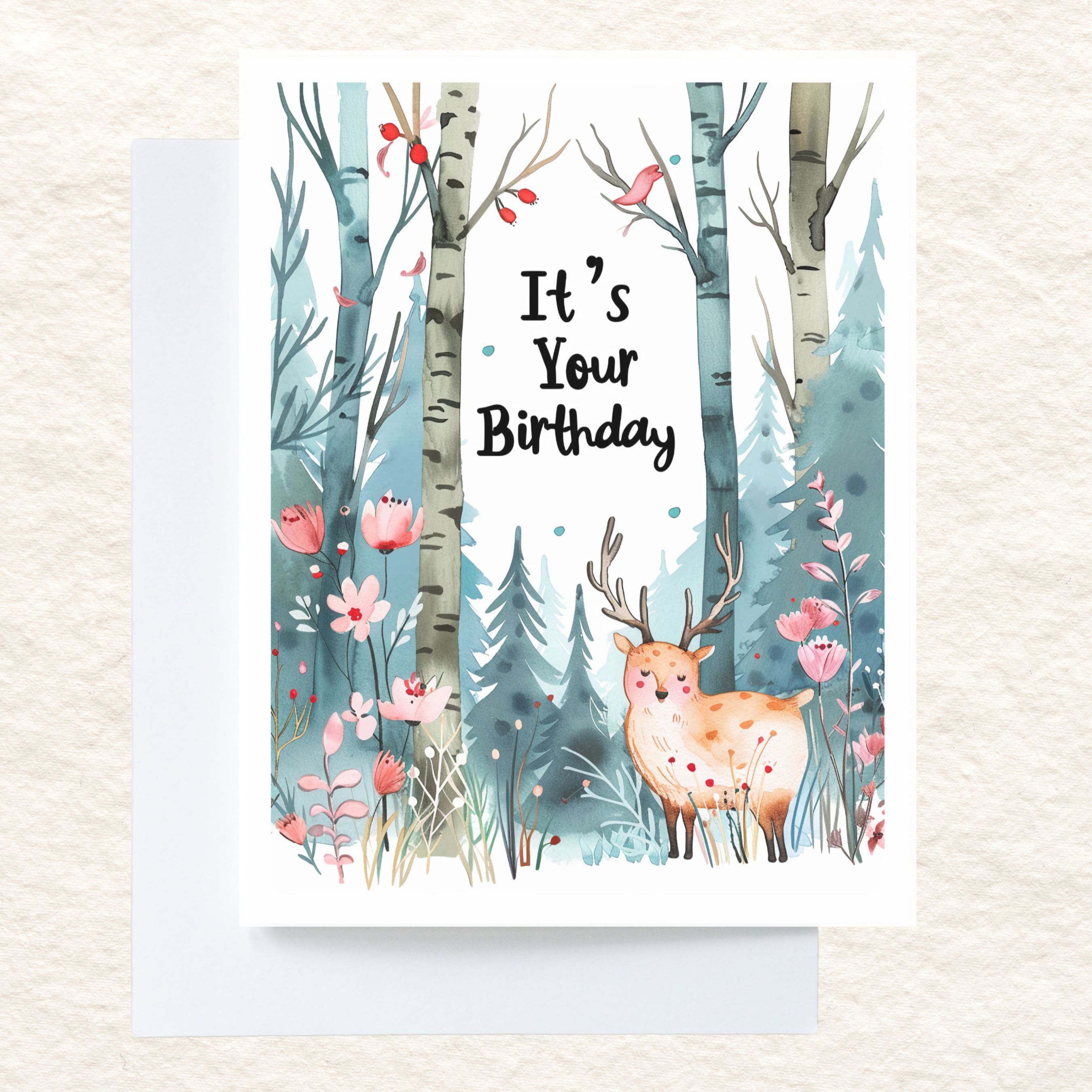 Its Your Birthday Card, Happy Birthday Card, Cute Forest Critters 1st In Series Card, Custom Card, Bestie Birthday, Husband Wife Kid Greeting Card