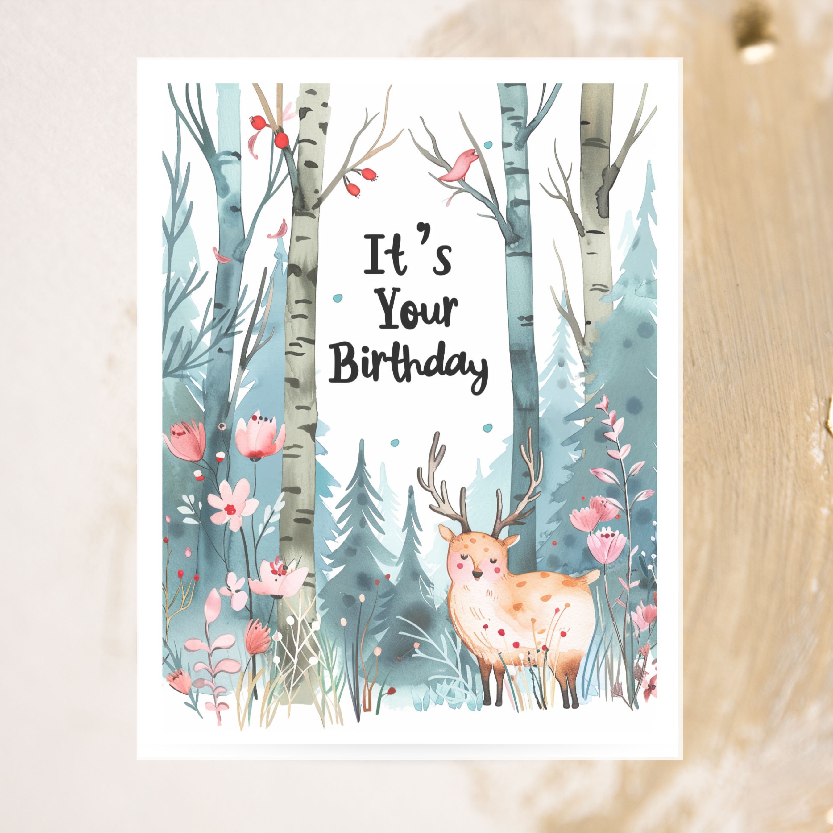 Its Your Birthday Card, Happy Birthday Card, Cute Forest Critters 1st In Series Card, Custom Card, Bestie Birthday, Husband Wife Kid Greeting Card