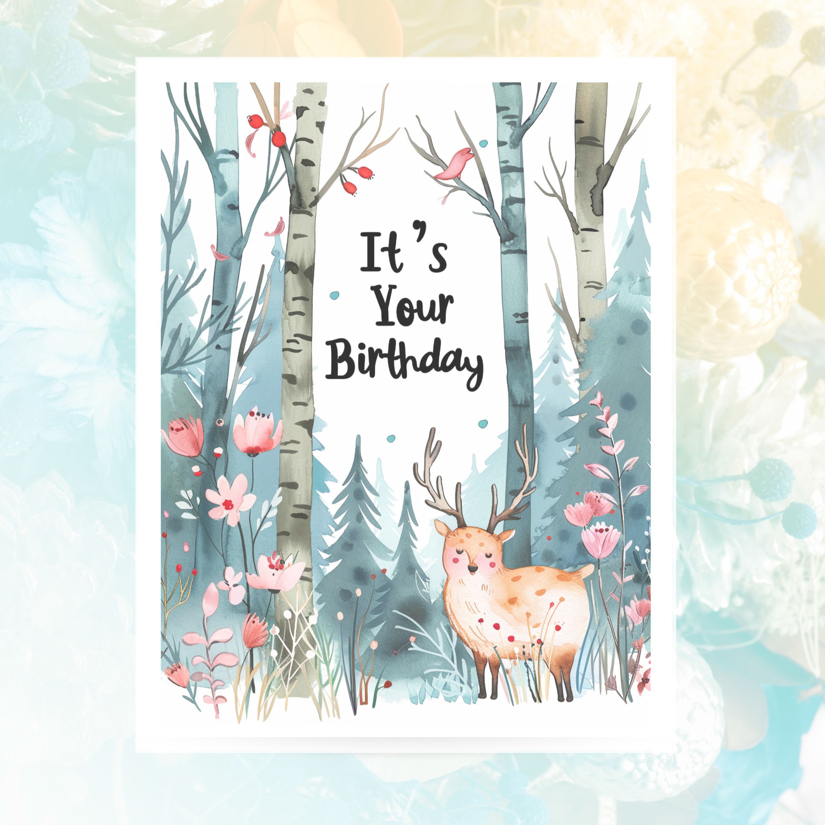 Its Your Birthday Card, Happy Birthday Card, Cute Forest Critters 1st In Series Card, Custom Card, Bestie Birthday, Husband Wife Kid Greeting Card