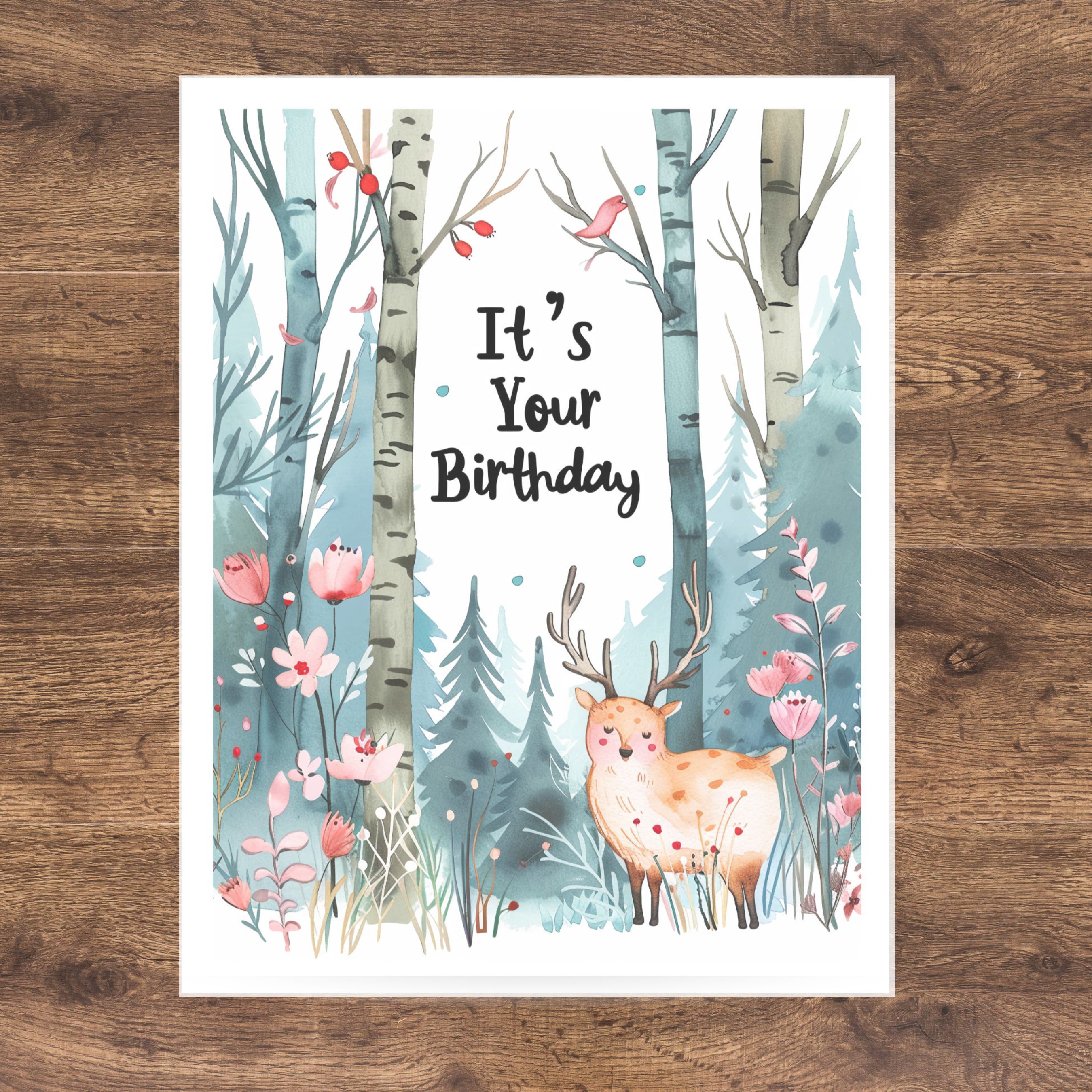 Its Your Birthday Card, Happy Birthday Card, Cute Forest Critters 1st In Series Card, Custom Card, Bestie Birthday, Husband Wife Kid Greeting Card