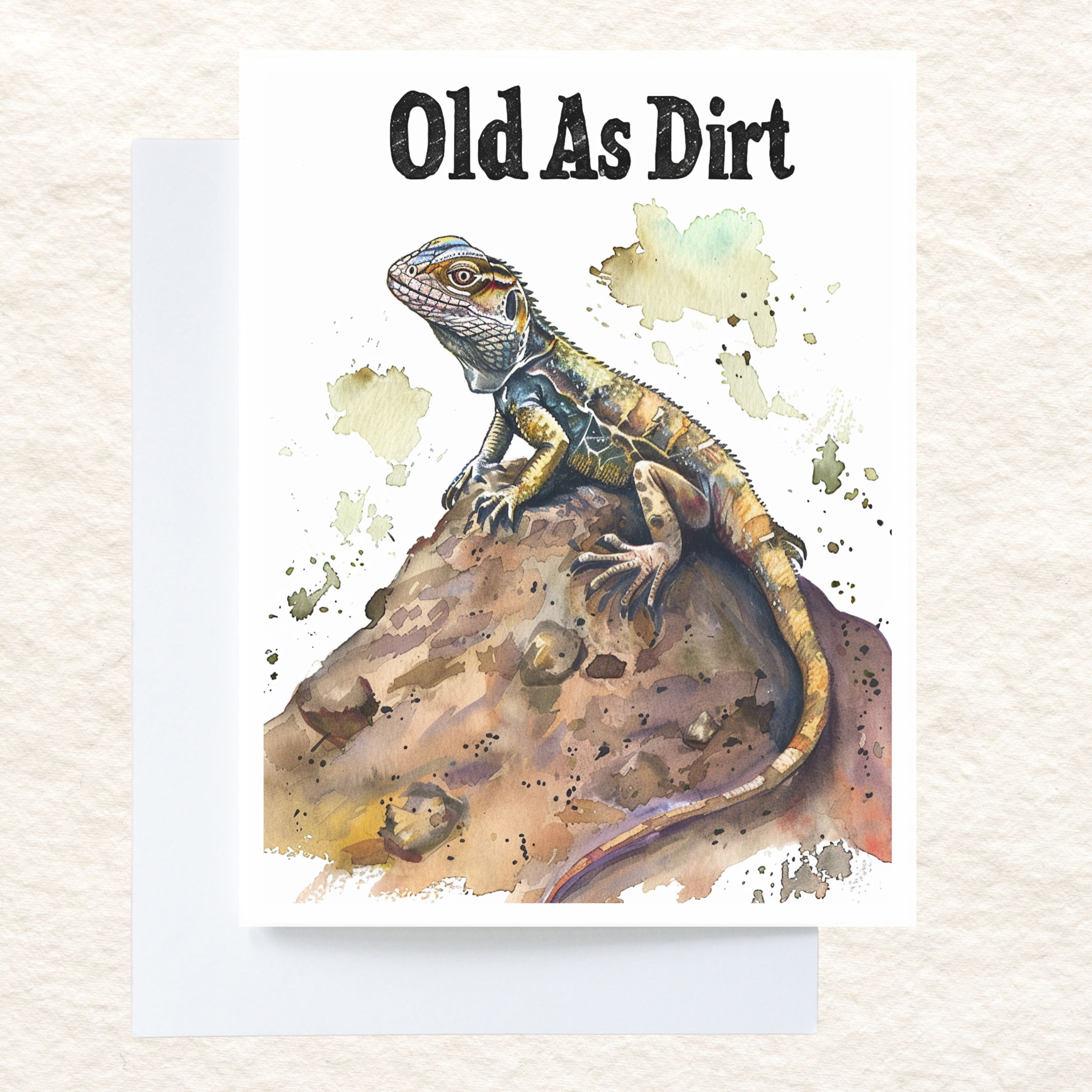 Funny Happy Birthday Card, Old As Dirt Birthday Card, Watercolor Card, Bestie, Husband, Wife, Friend Birthday Greeting Card