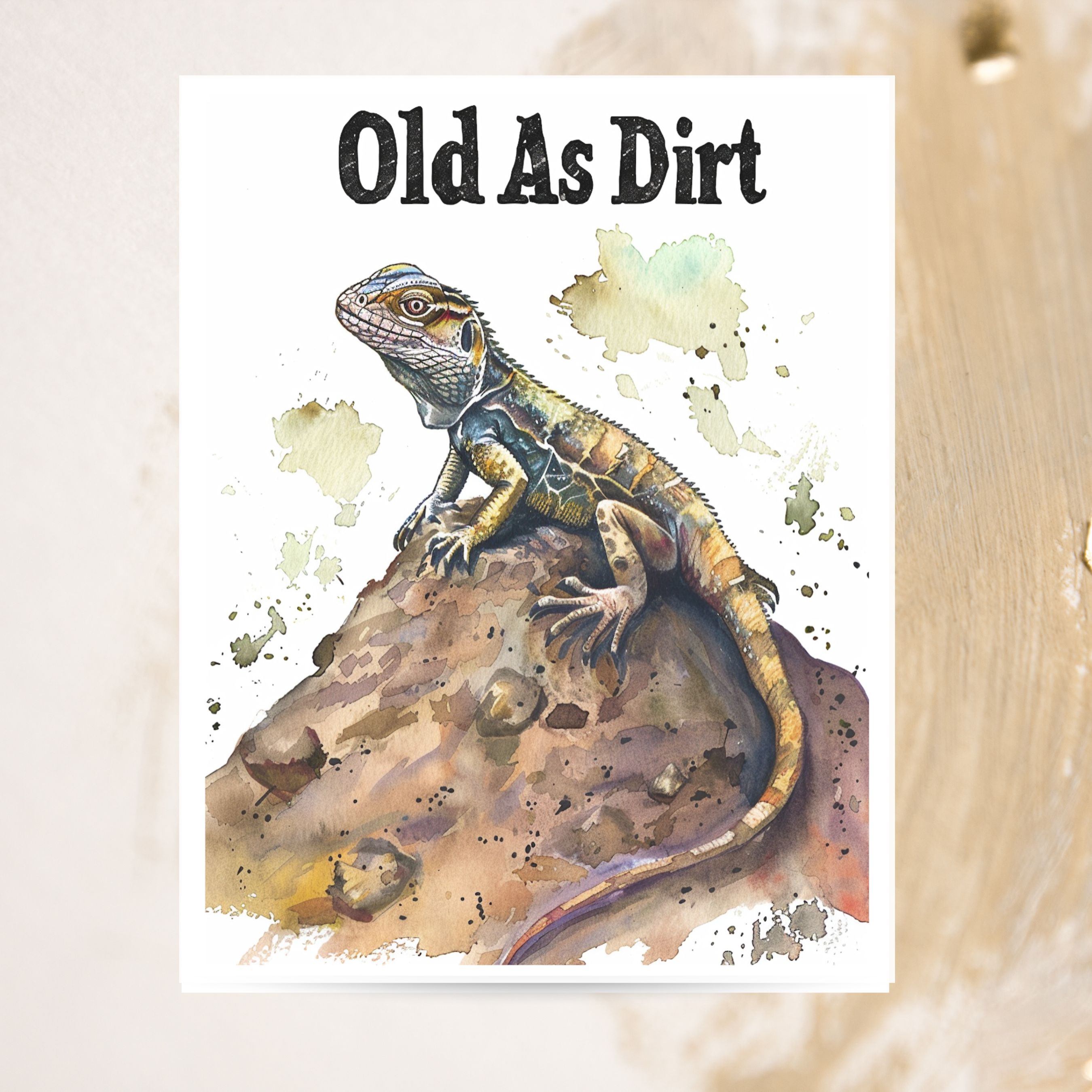 Funny Happy Birthday Card, Old As Dirt Birthday Card, Watercolor Card, Bestie, Husband, Wife, Friend Birthday Greeting Card